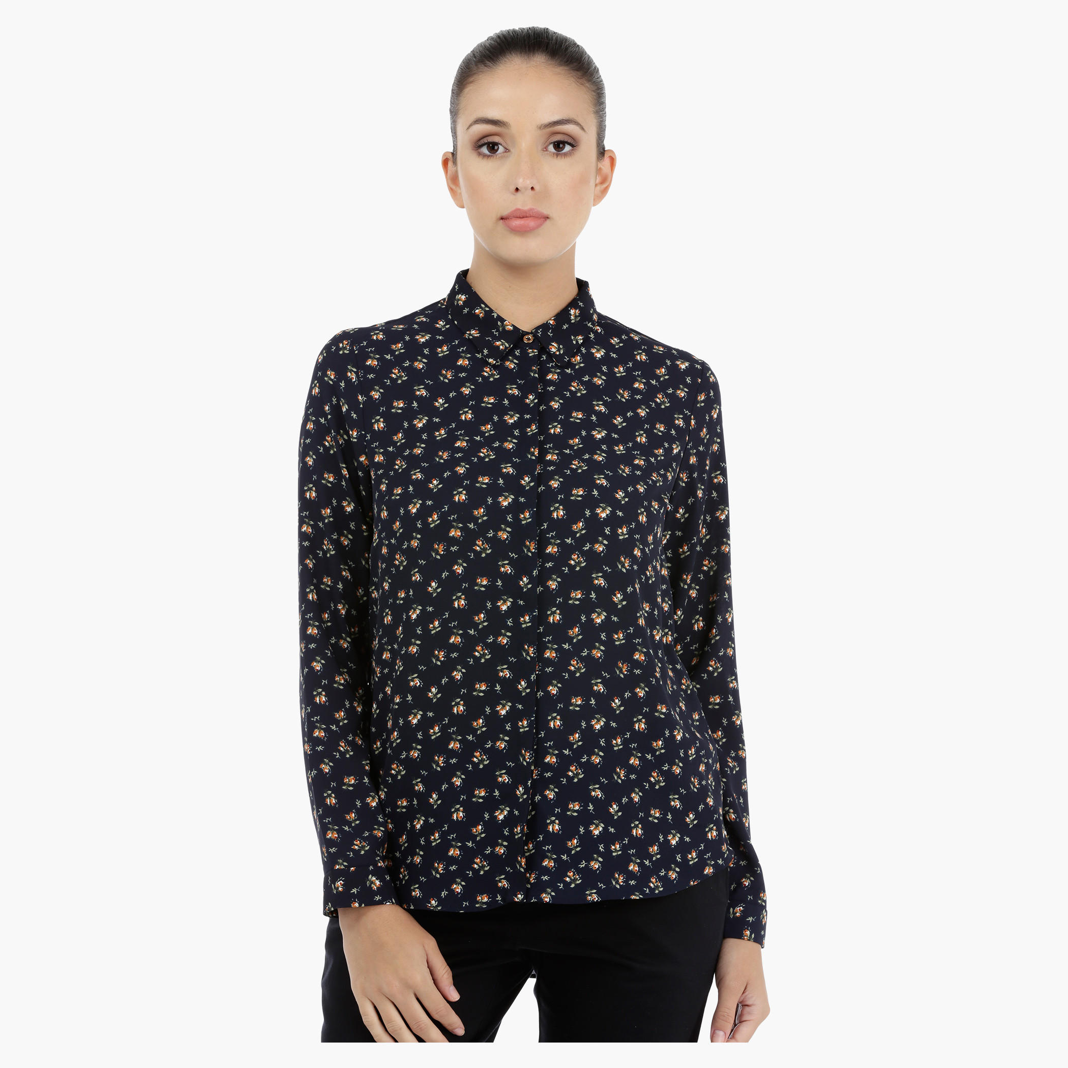 Floral Print Shirt with Long Sleeves-women-clothing-shirtsandblouses-blouses-image-1