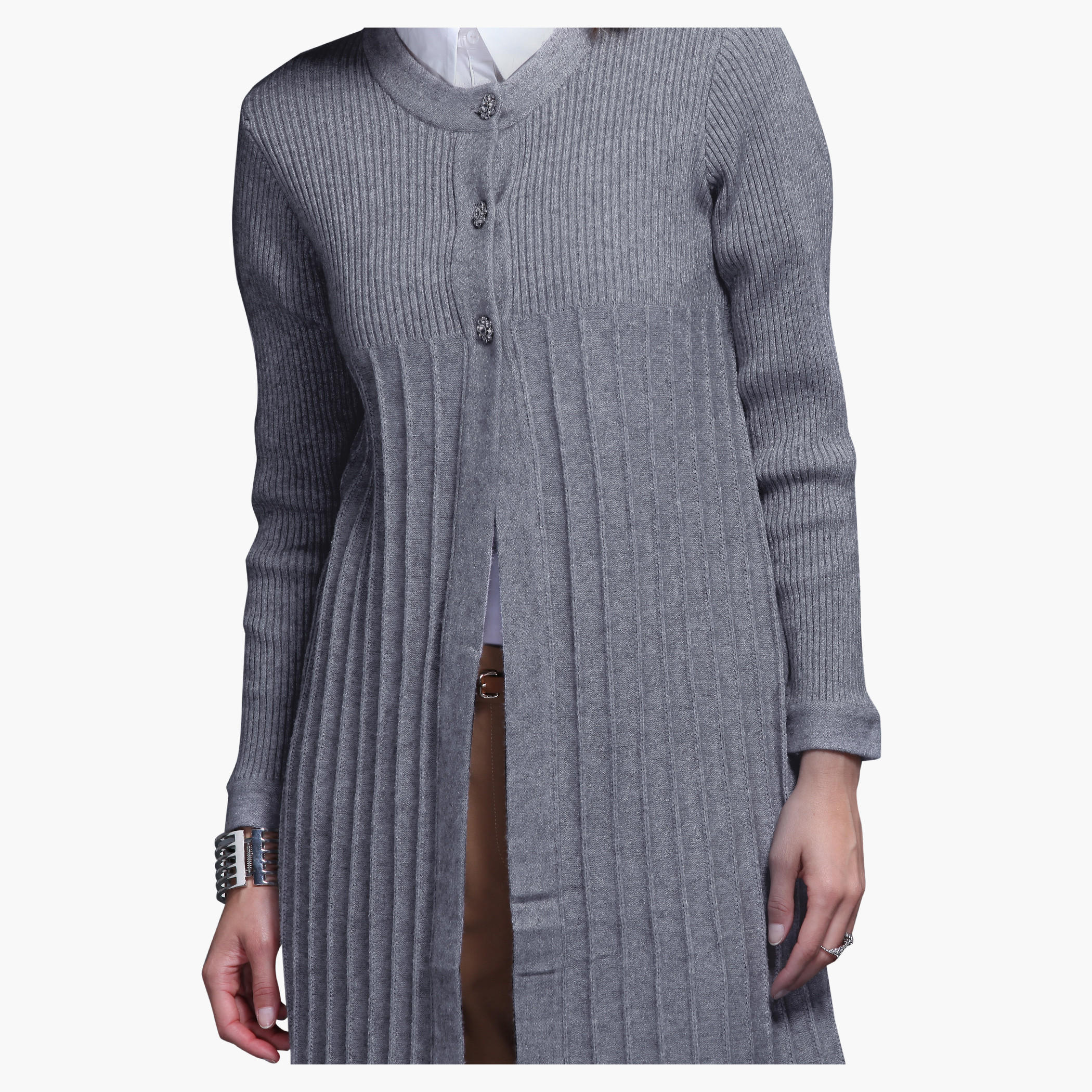Long Sleeves Ribbed Cardigan-women-winterwear-cardigansandjumpers-cardigans-image-2