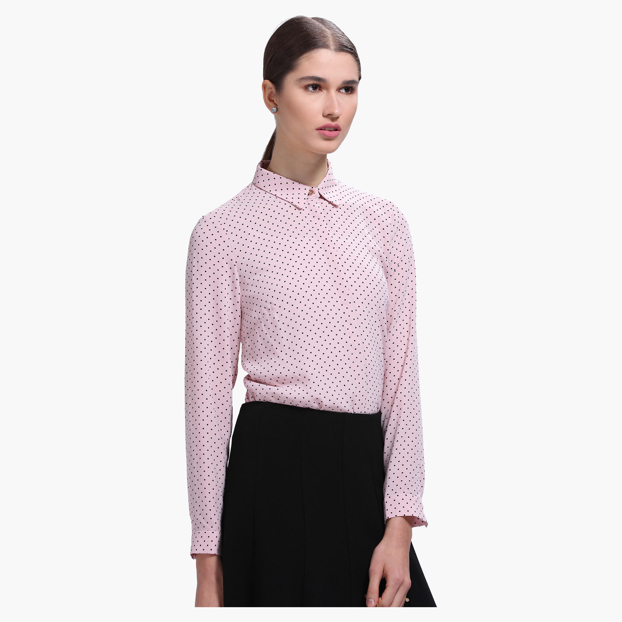 Polka Dot Long Sleeves Formal Shirt-women-clothing-shirtsandblouses-blouses-image-1