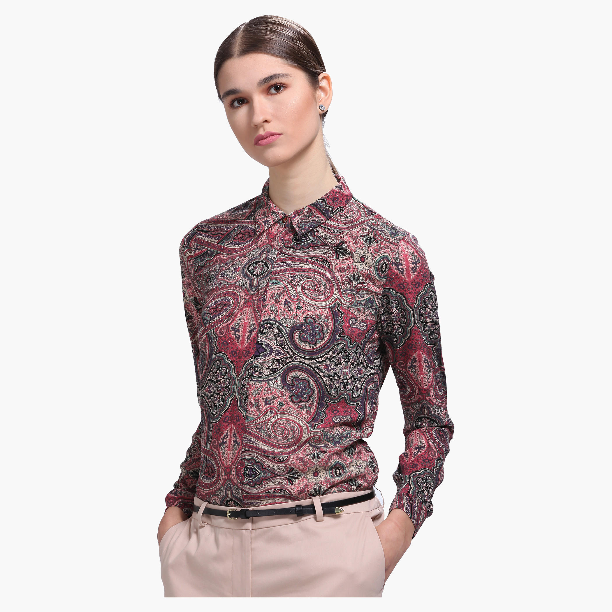 Paisley Print Long Sleeves Formal Shirt-women-clothing-shirtsandblouses-blouses-image-1