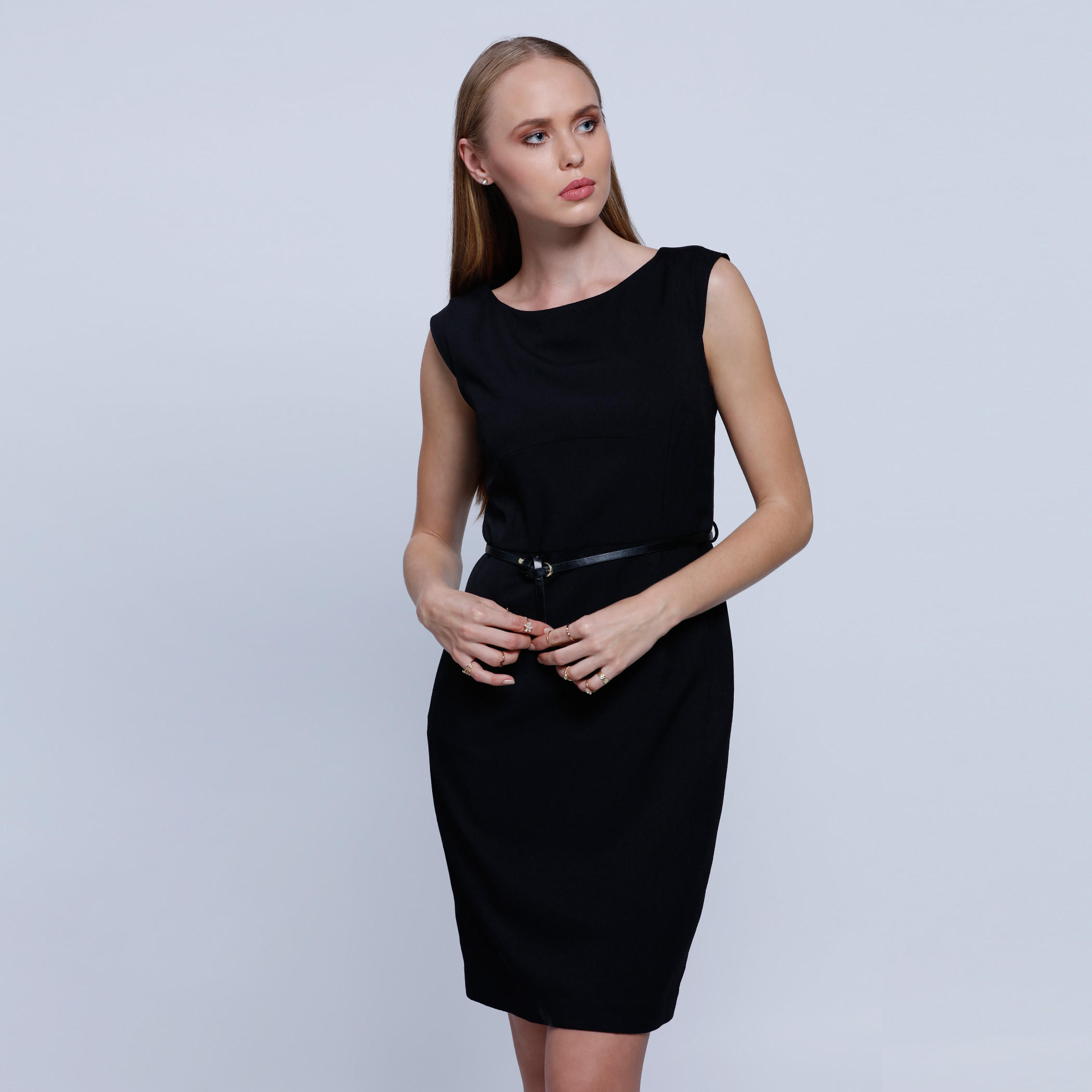 فستان دون أكمام بياقة قارب ورباط-women-clothing-dresses-image-1