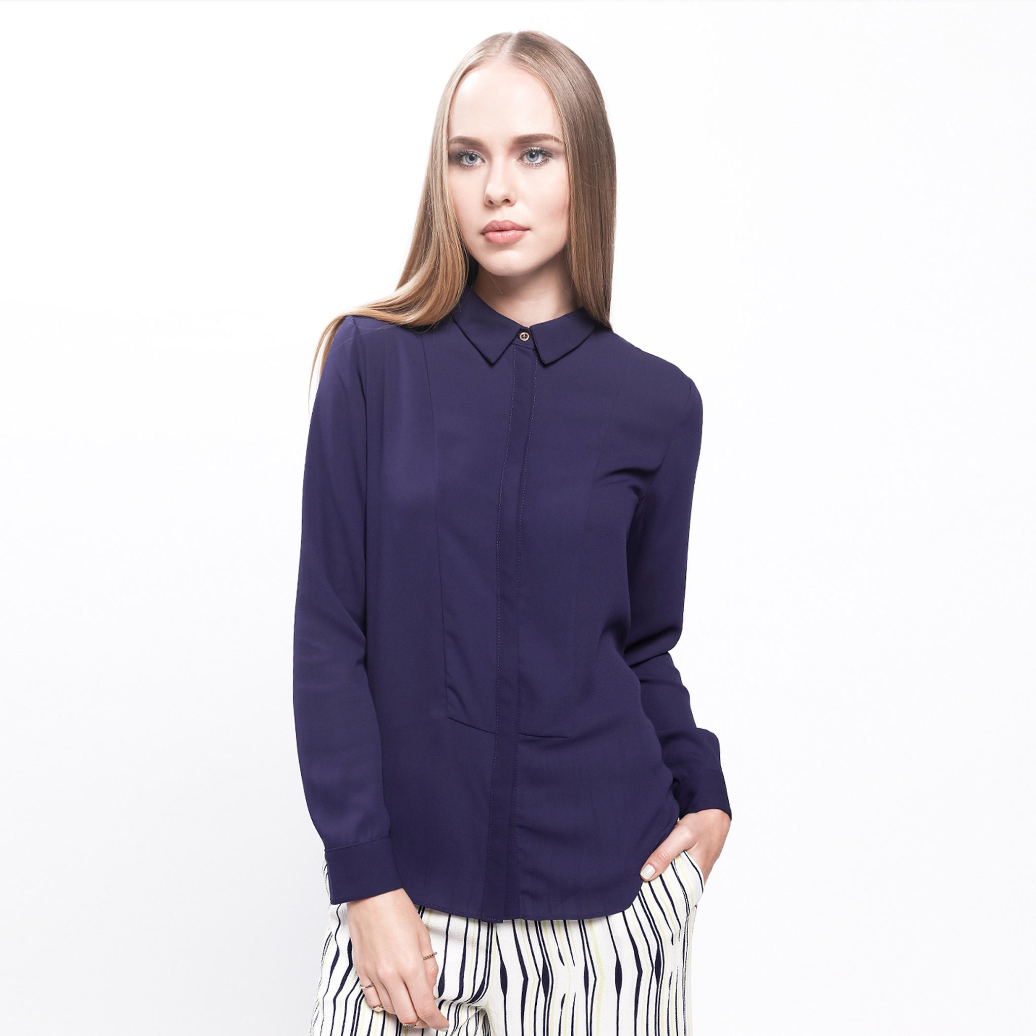 Layered Shirt with Long Sleeves and Tie Back-women-clothing-shirtsandblouses-blouses-image-6