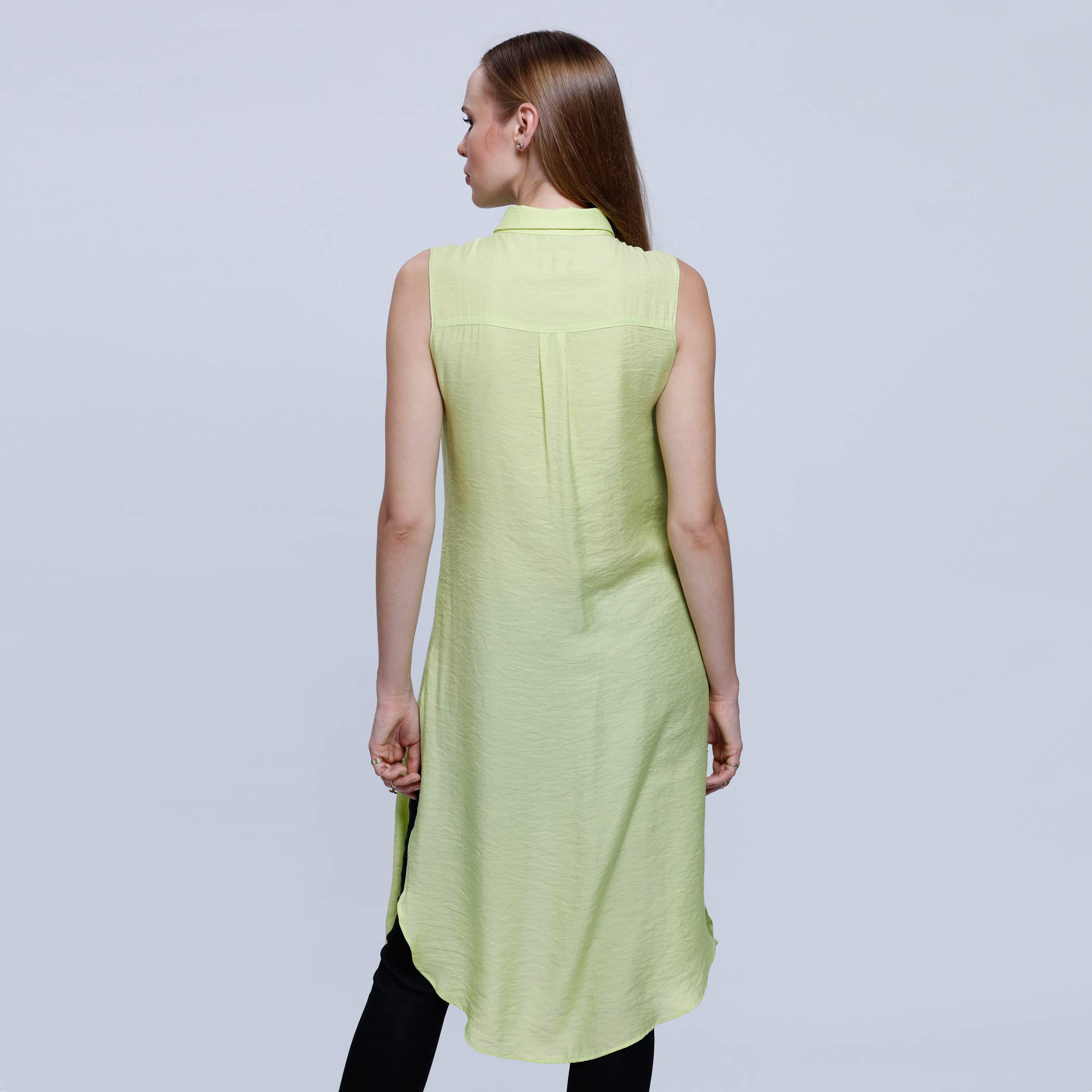 Sleeveless Shirt Dress with Side Slit-women-clothing-shirtsandblouses-blouses-image-2