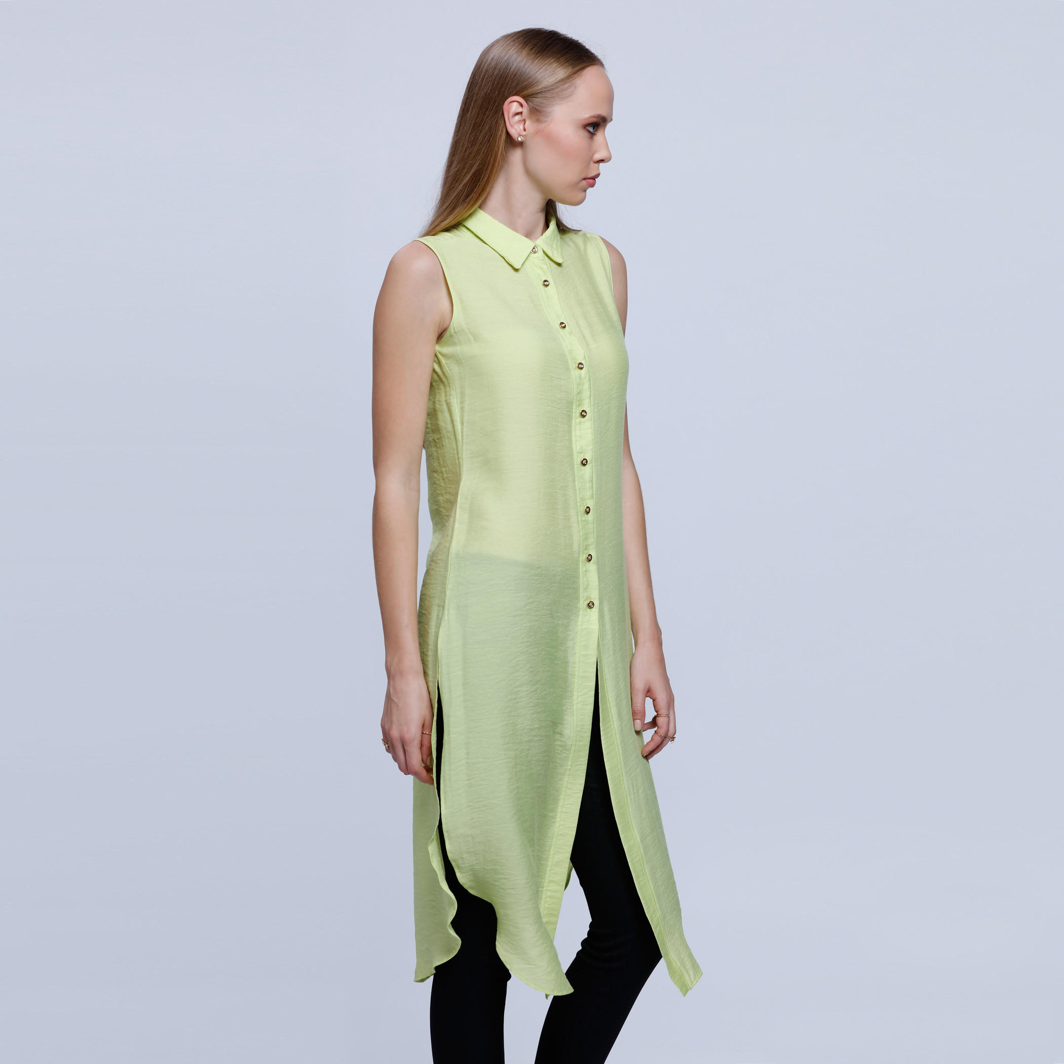 Sleeveless Shirt Dress with Side Slit-women-clothing-shirtsandblouses-blouses-image-3