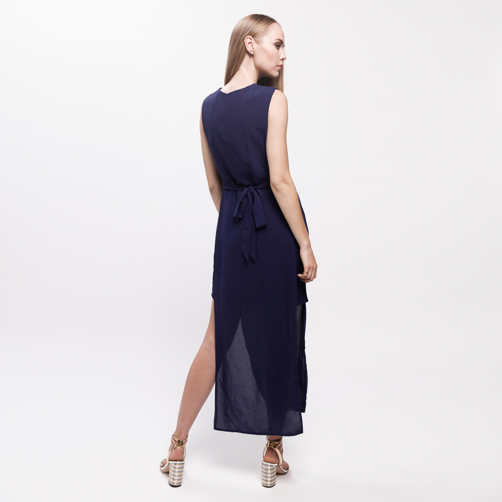 Sleeveless Dress with Round Neck and Tie-Up Back-women-clothing-dresses-image-2