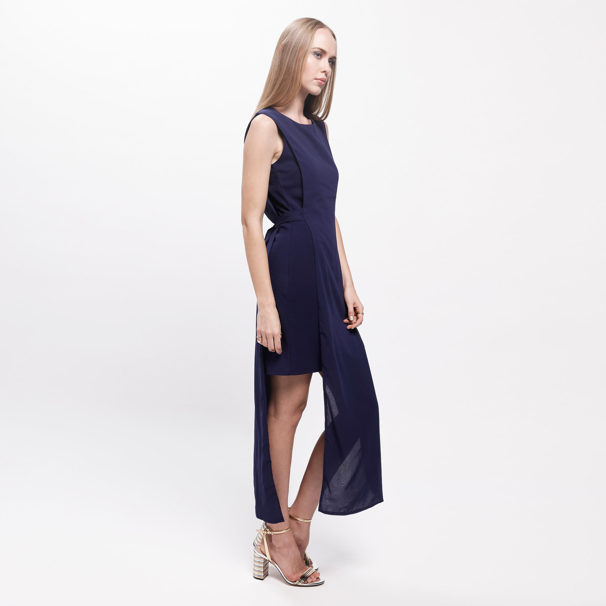 Sleeveless Dress with Round Neck and Tie-Up Back-women-clothing-dresses-image-3