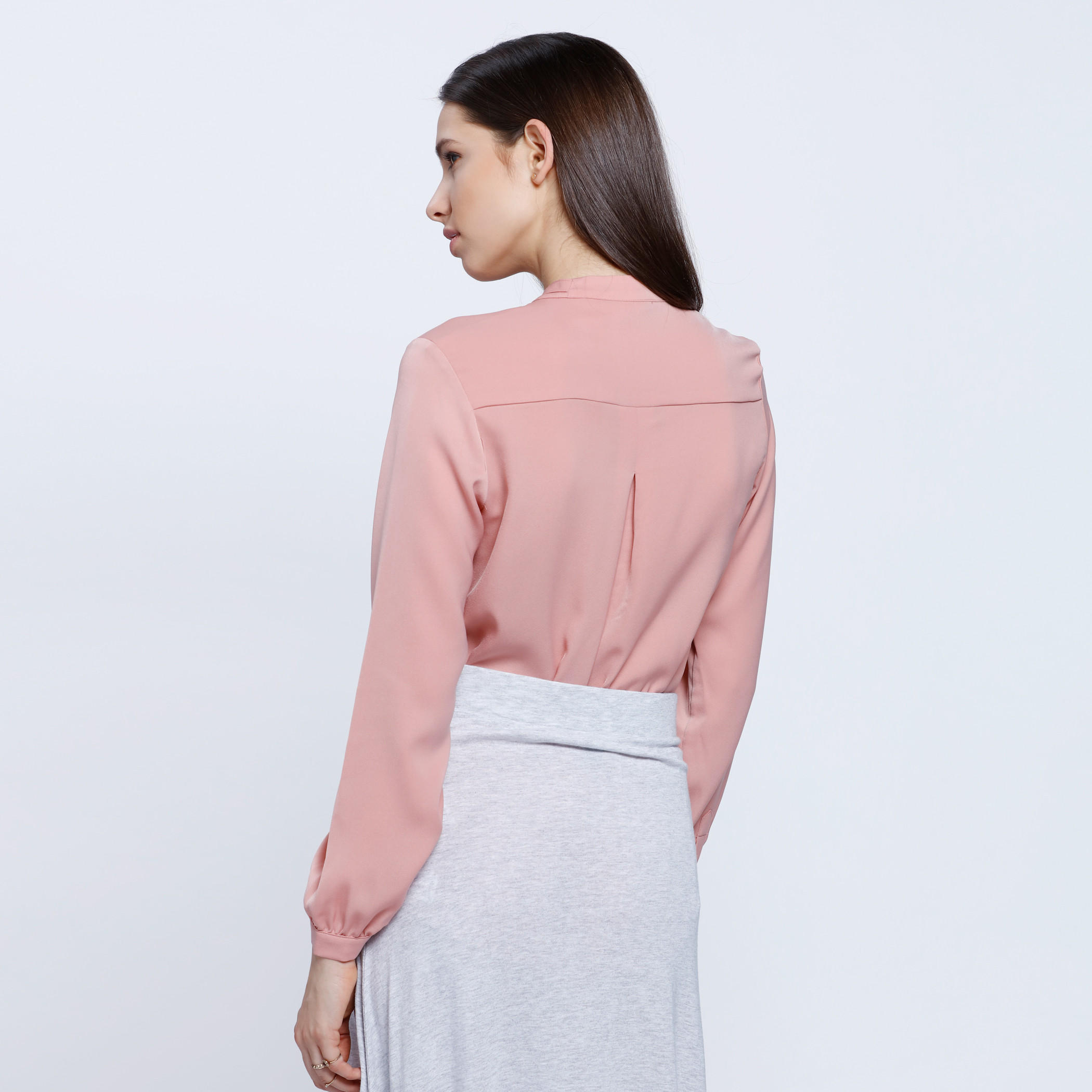 Mandarin Collar Shirt With Buttoned Lapel-women-clothing-shirtsandblouses-blouses-image-2