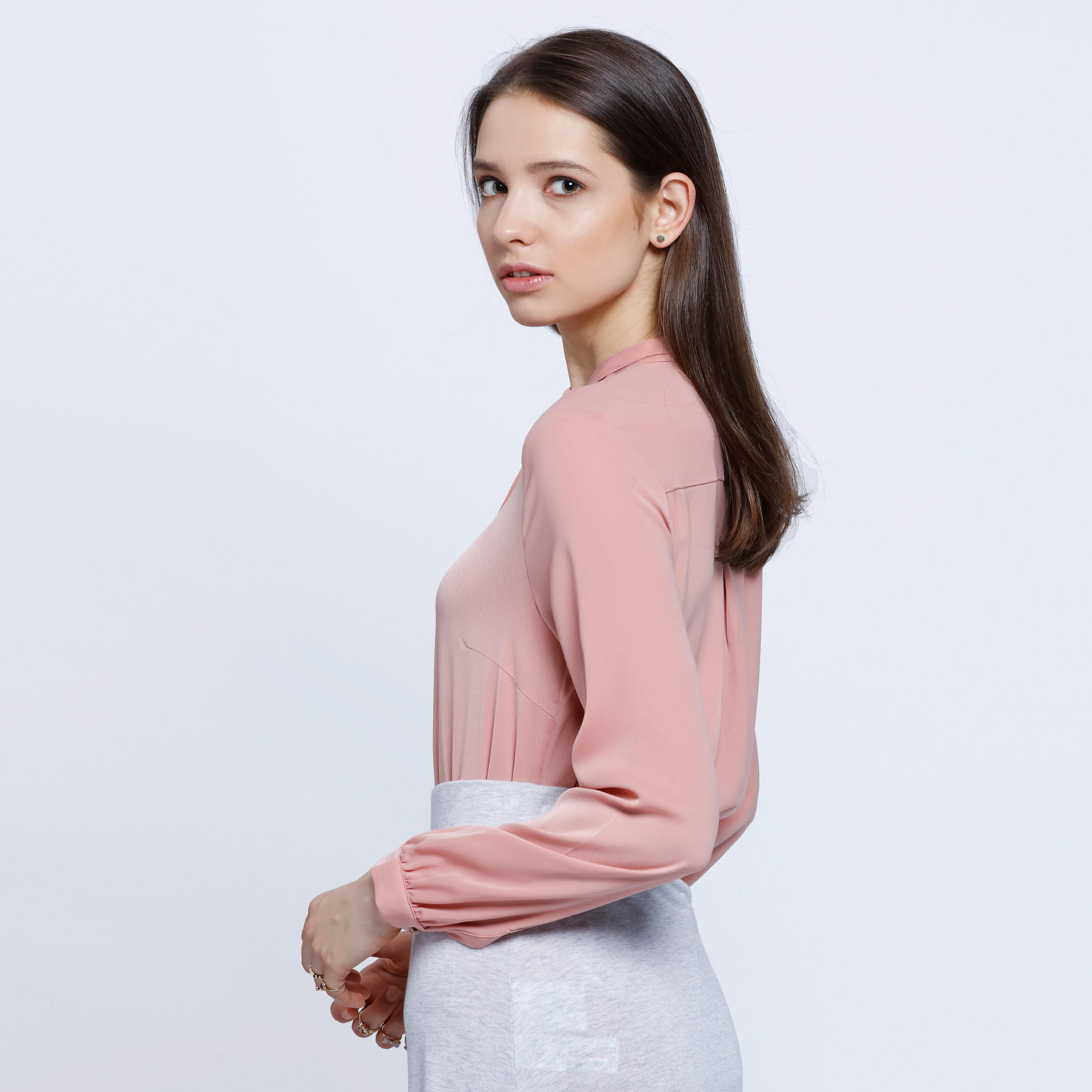 Mandarin Collar Shirt With Buttoned Lapel-women-clothing-shirtsandblouses-blouses-image-3