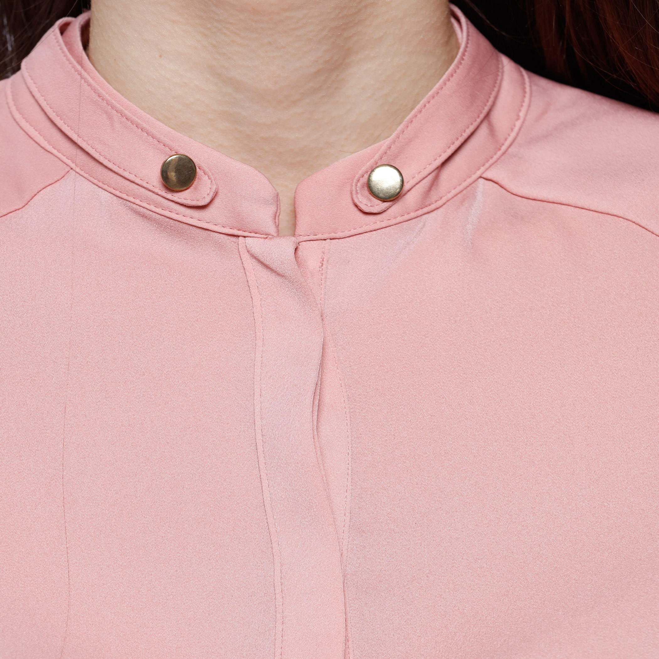 Mandarin Collar Shirt With Buttoned Lapel-women-clothing-shirtsandblouses-blouses-image-2