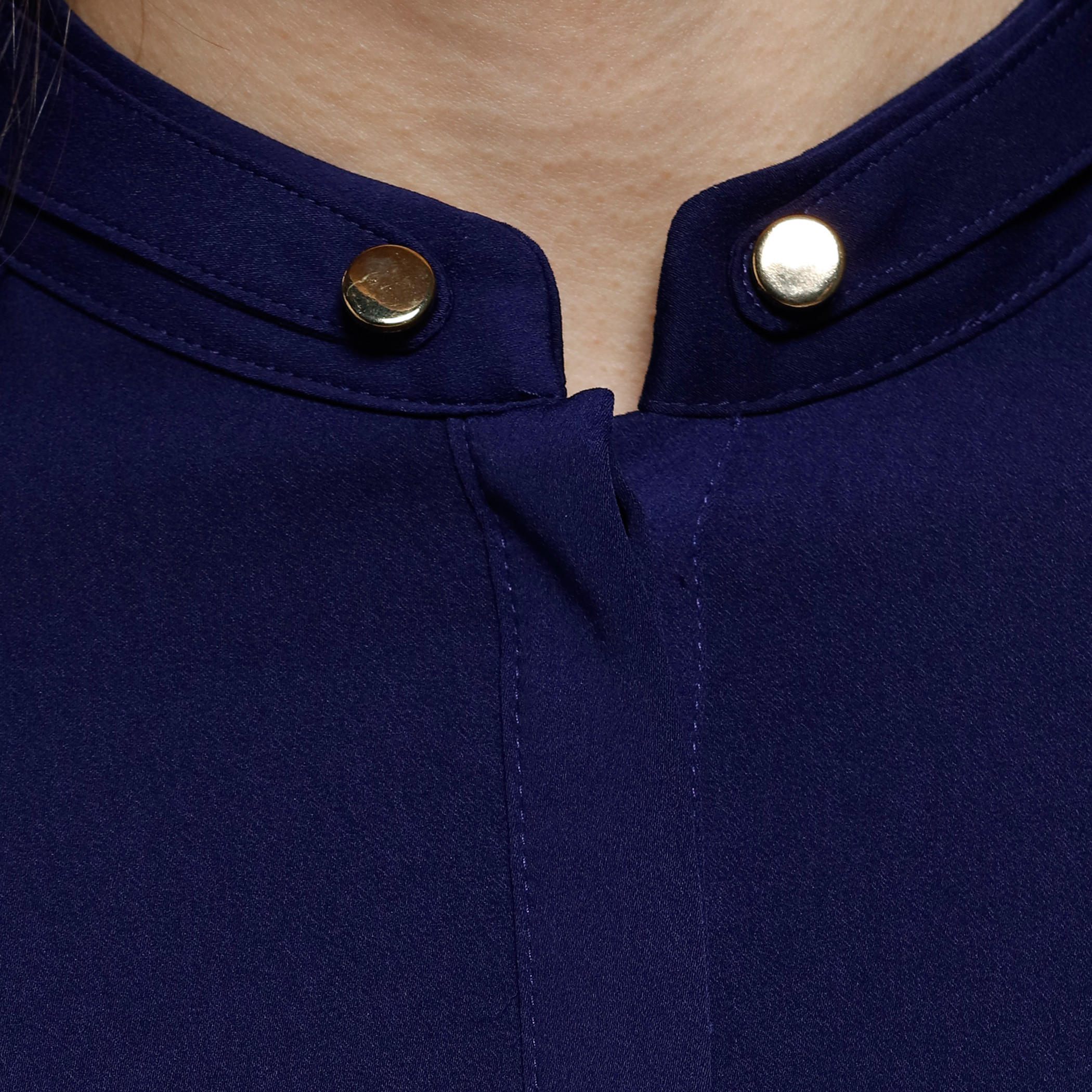 Mandarin Collar Shirt with Buttoned Lapel and Long Sleeves-women-clothing-shirtsandblouses-blouses-image-9