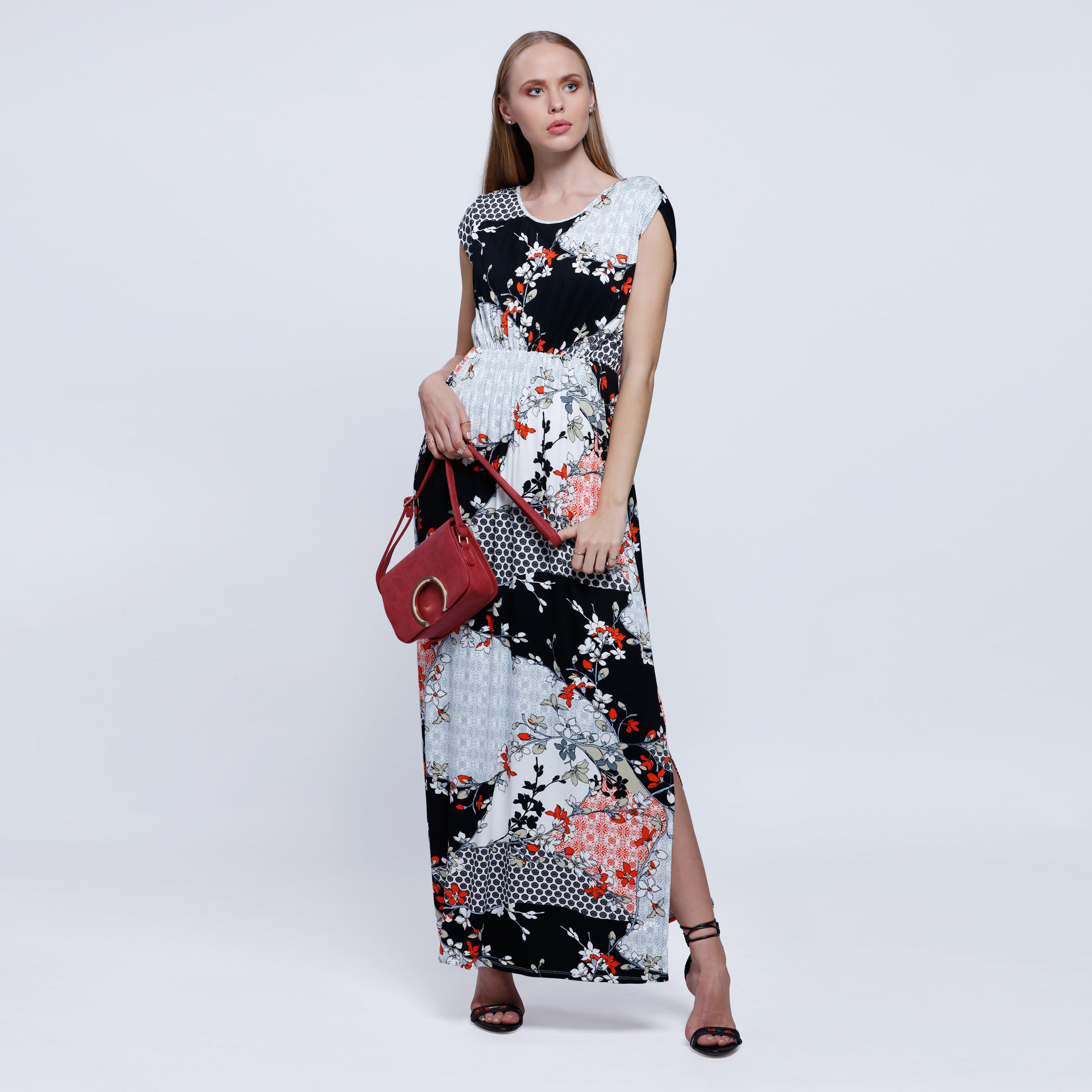 Cap Sleeve Printed Knitted Maxi Dress-women-clothing-dresses-image-4