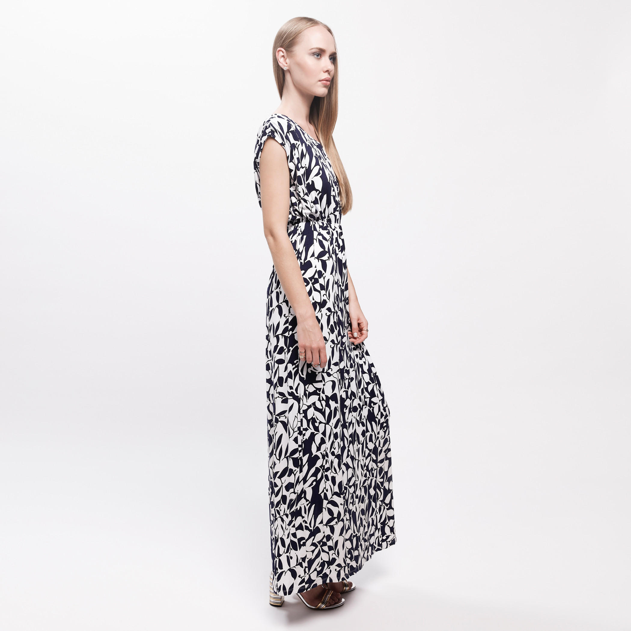 Printed Maxi Dress with Cap Sleeves and Elasticise Hem-women-clothing-dresses-image-3