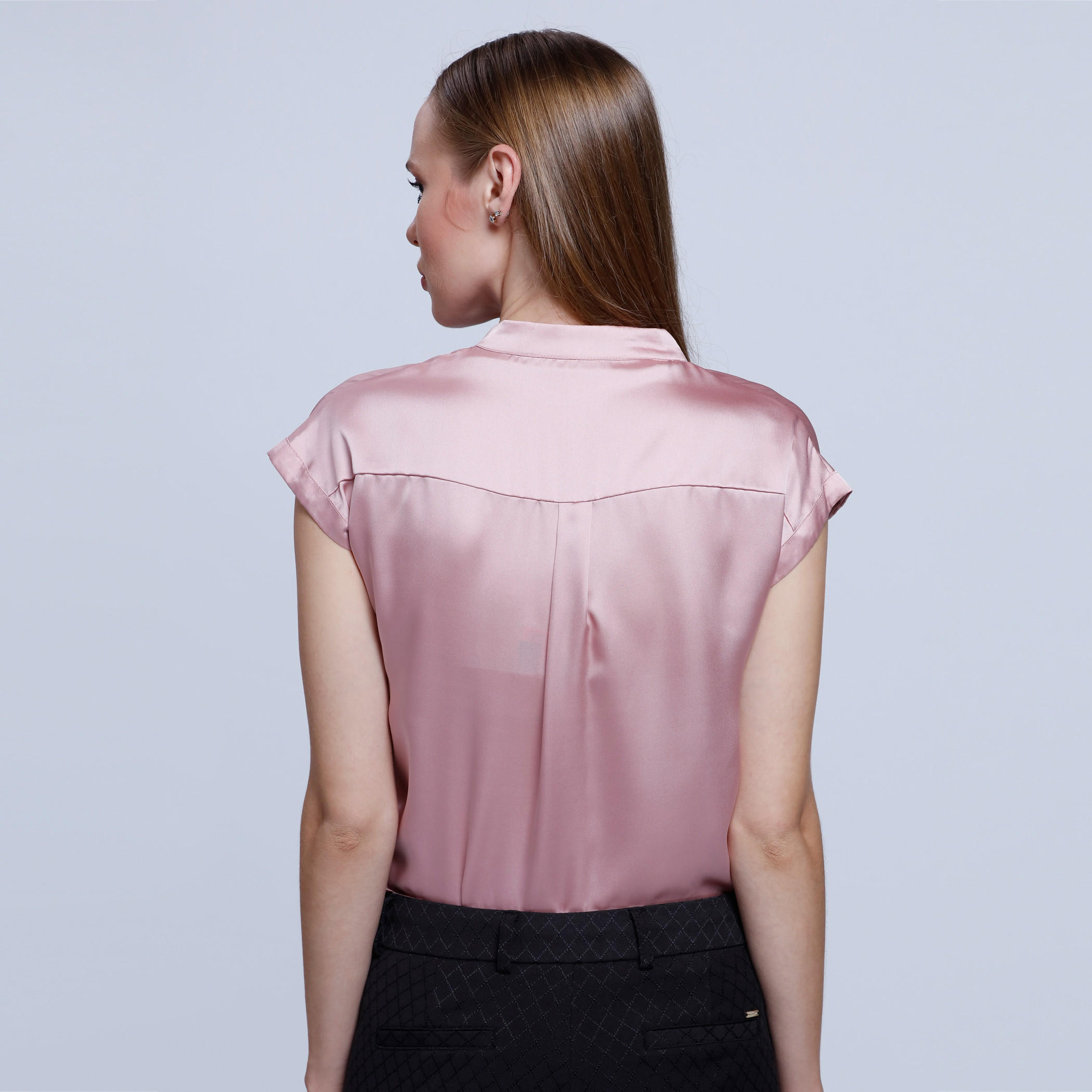 Short Sleeves Top with Mandarin Collar-women-clothing-shirtsandblouses-blouses-image-4