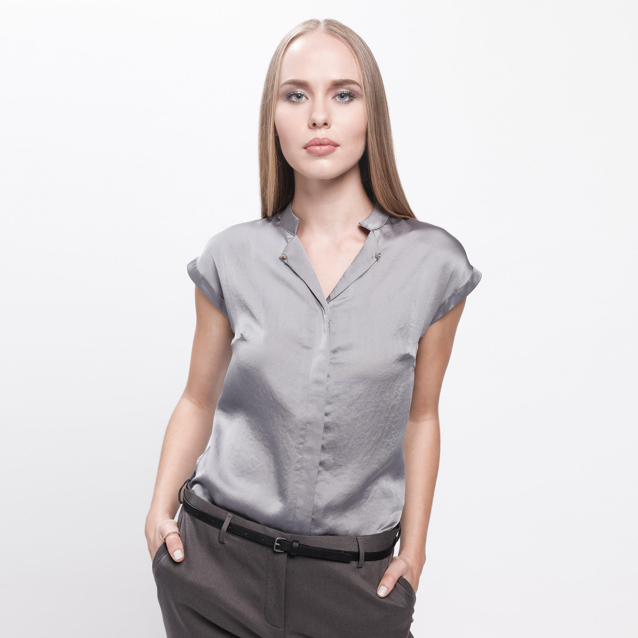 Cap Sleeves Top with Button Detail-women-clothing-shirtsandblouses-blouses-image-5