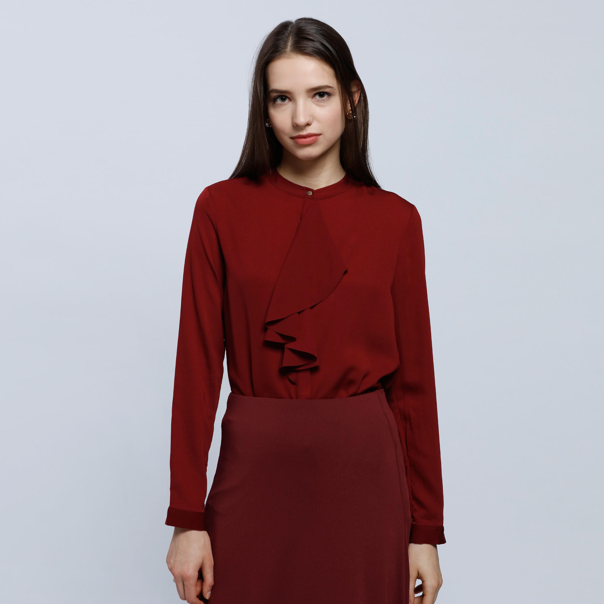 Long Sleeves Shirt with Ruffles on Placket-women-clothing-shirtsandblouses-blouses-image-5