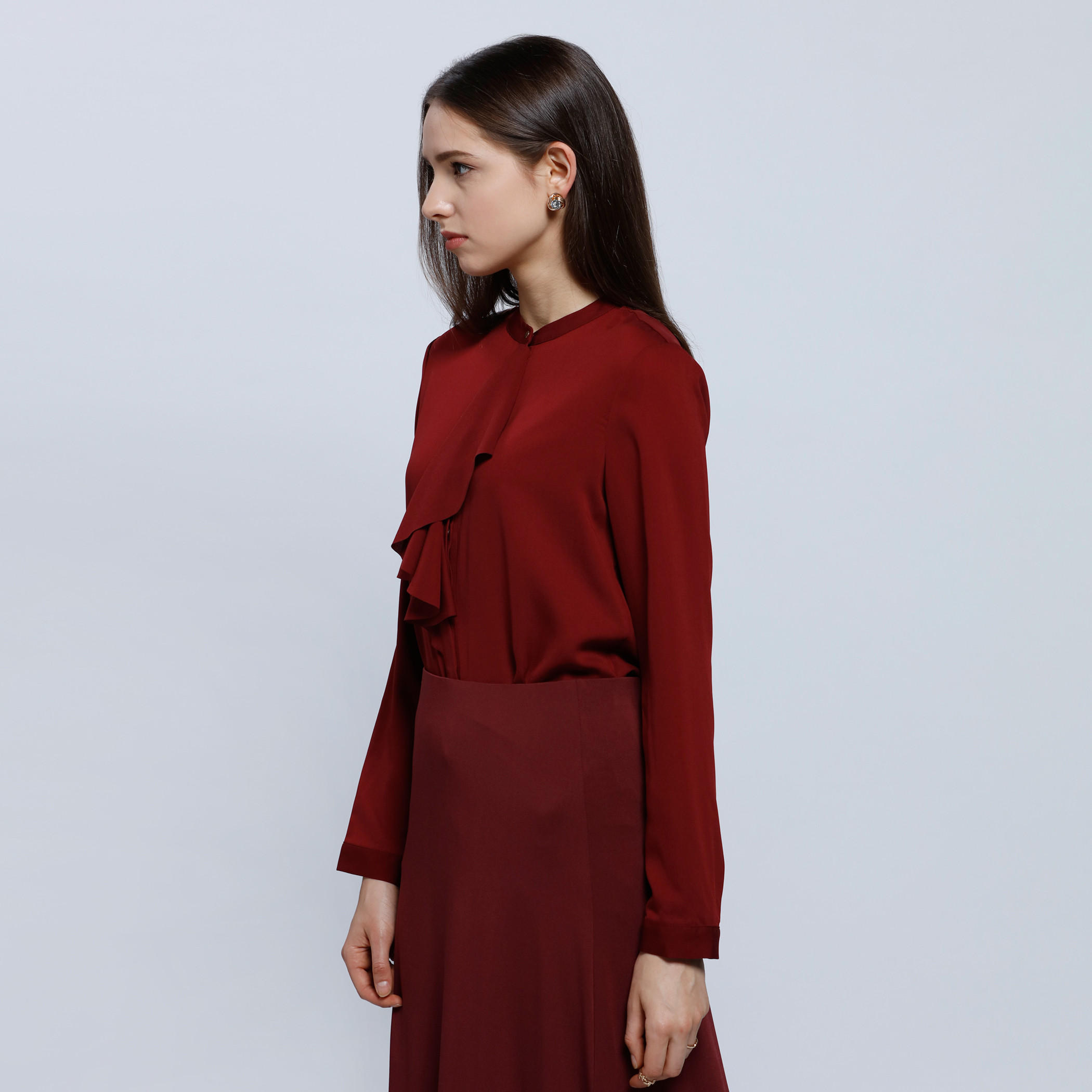 Long Sleeves Shirt with Ruffles on Placket-women-clothing-shirtsandblouses-blouses-image-3