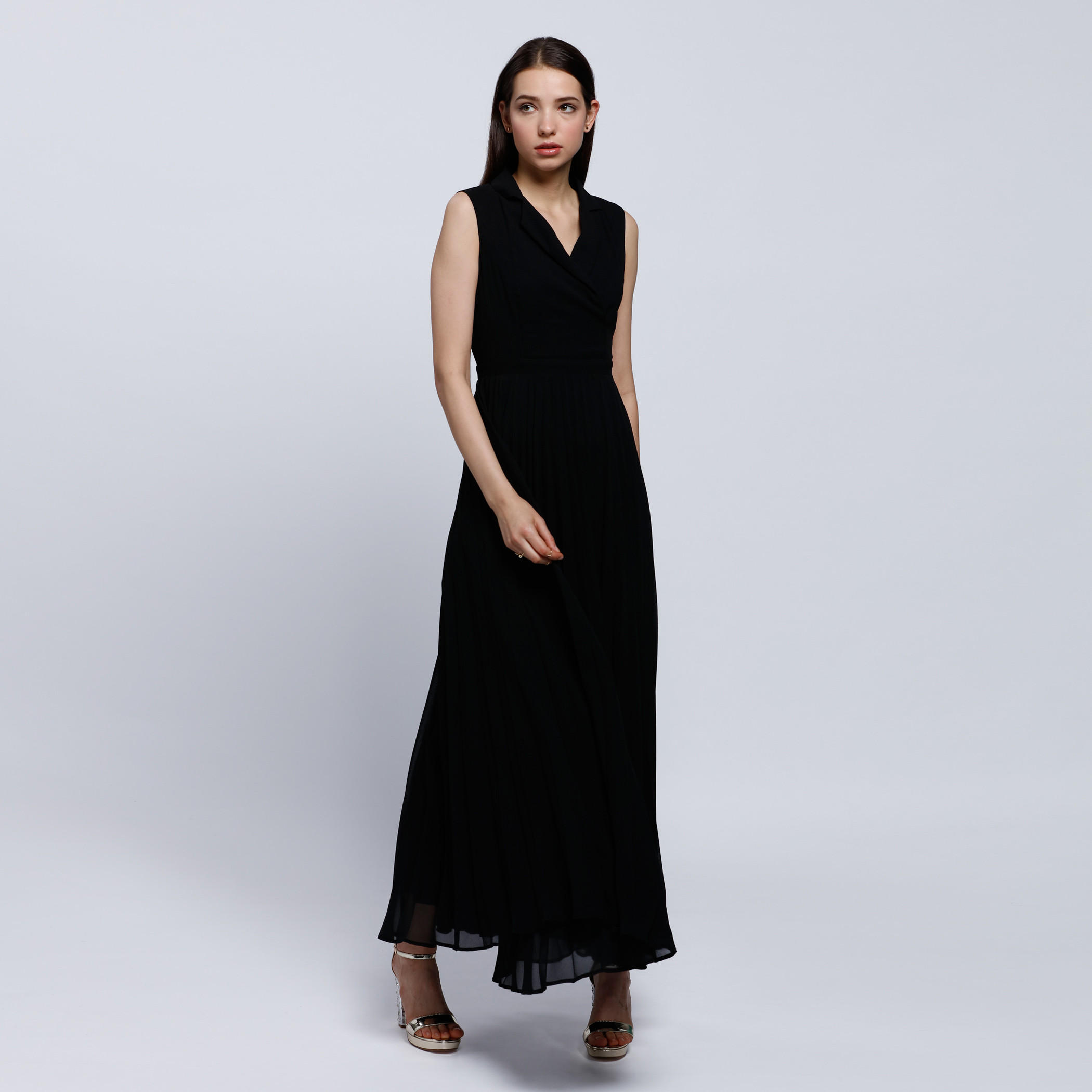 Wrap Pleated Sleeveless Maxi Dress -women-clothing-dresses-image-1