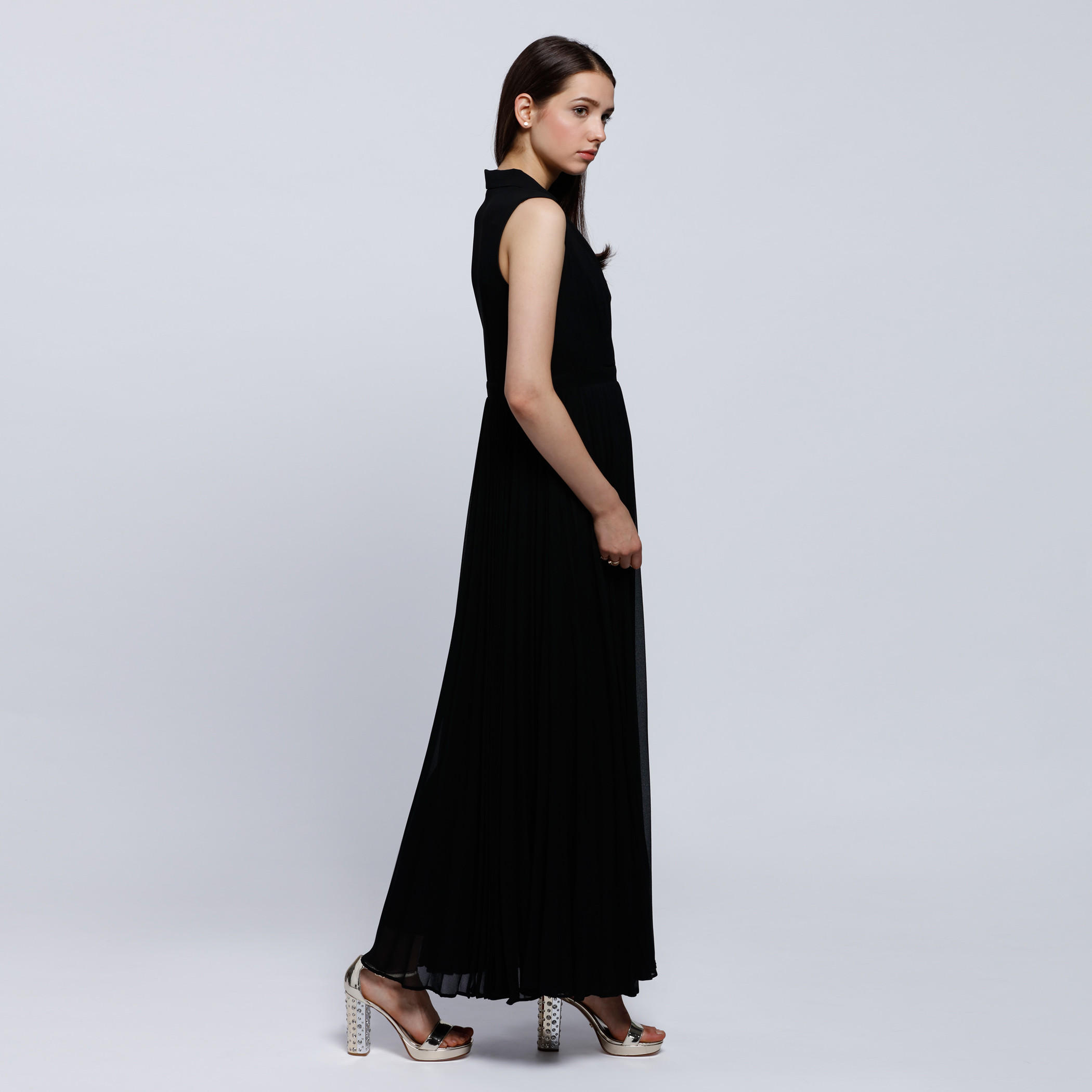 Wrap Pleated Sleeveless Maxi Dress -women-clothing-dresses-image-3