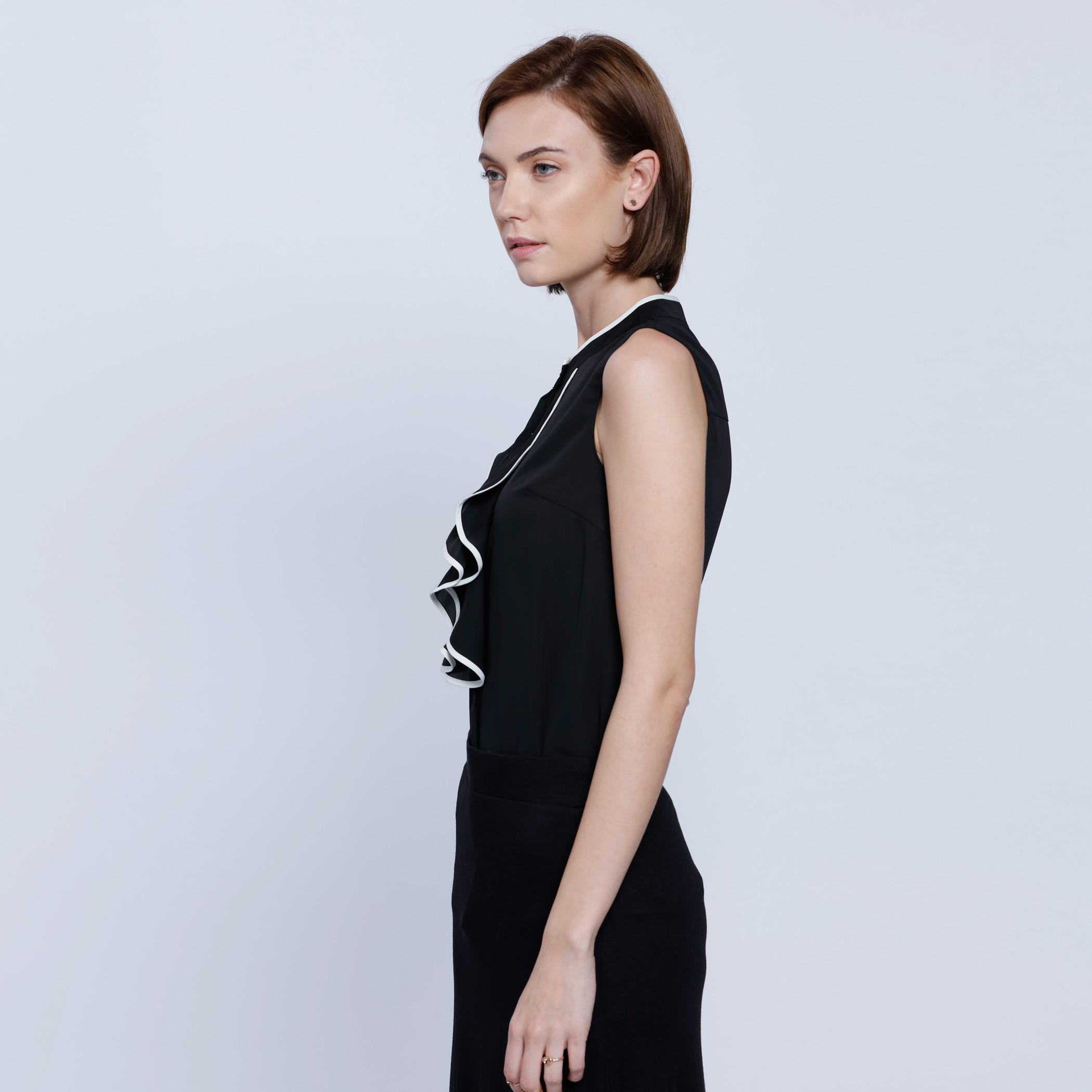 Sleeveless Ruffle Top with Round Neck -women-clothing-shirtsandblouses-blouses-image-3