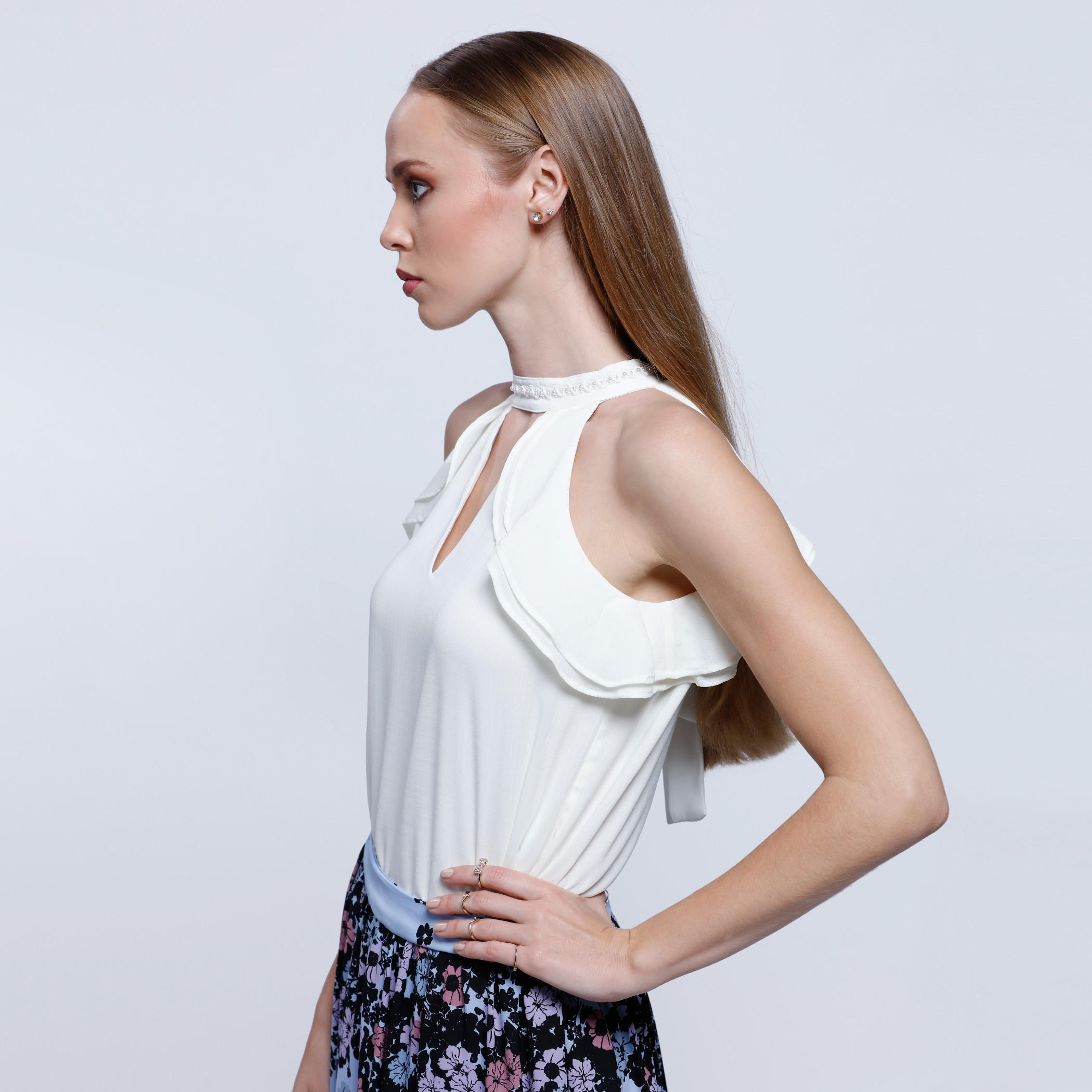 Ruffled Sleeveless Blouse with Pearl Detailing on the Neck-women-clothing-shirtsandblouses-blouses-image-3