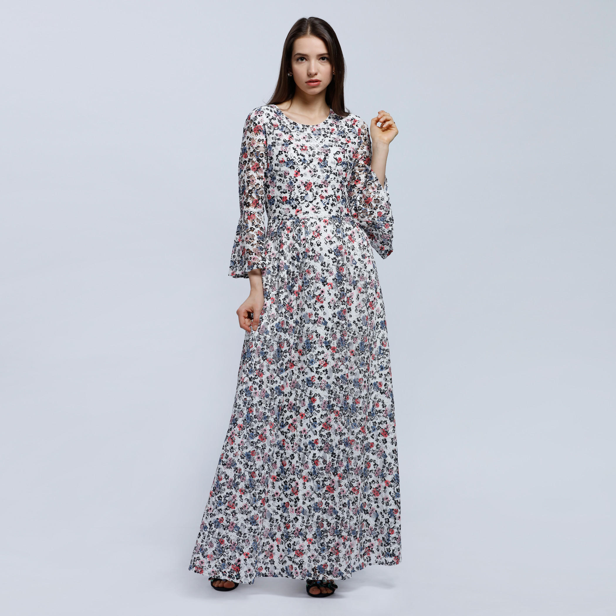 Printed Maxi Dress with Long Sleeves-women-clothing-dresses-image-1