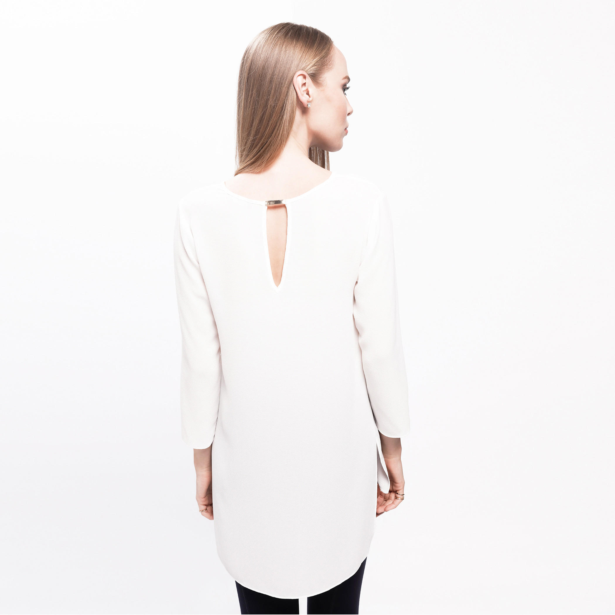 3/4th Sleeves Top with V-Neck and High Low Hem-women-clothing-shirtsandblouses-blouses-image-2