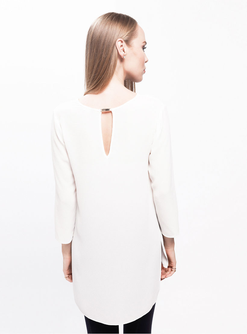 3/4th Sleeves Top with V-Neck and High Low Hem-women-clothing-shirtsandblouses-blouses-image-2