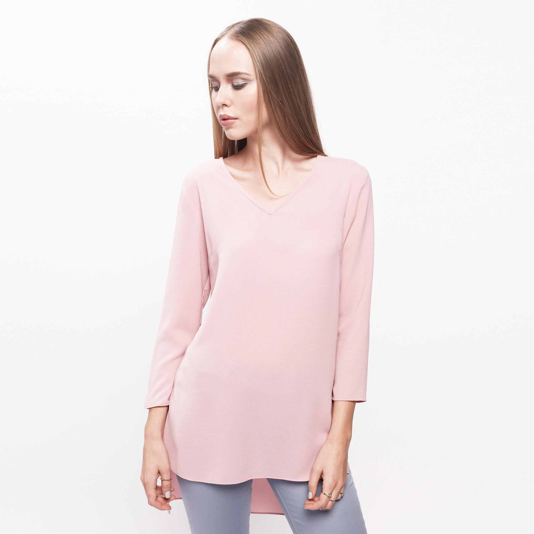 3/4th Sleeves Top with V-Neck and High Low Hem-women-clothing-shirtsandblouses-blouses-image-6