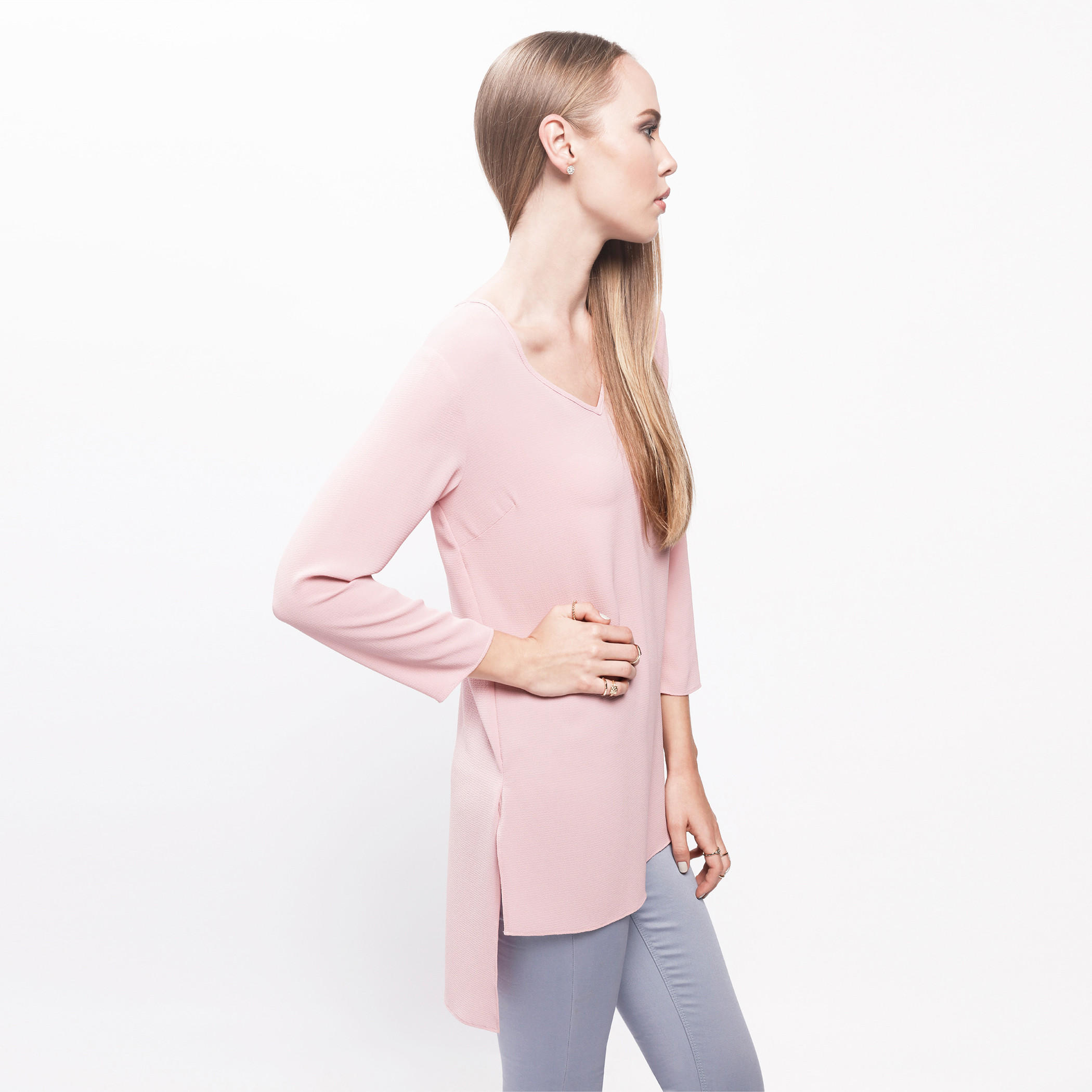 3/4th Sleeves Top with V-Neck and High Low Hem-women-clothing-shirtsandblouses-blouses-image-8