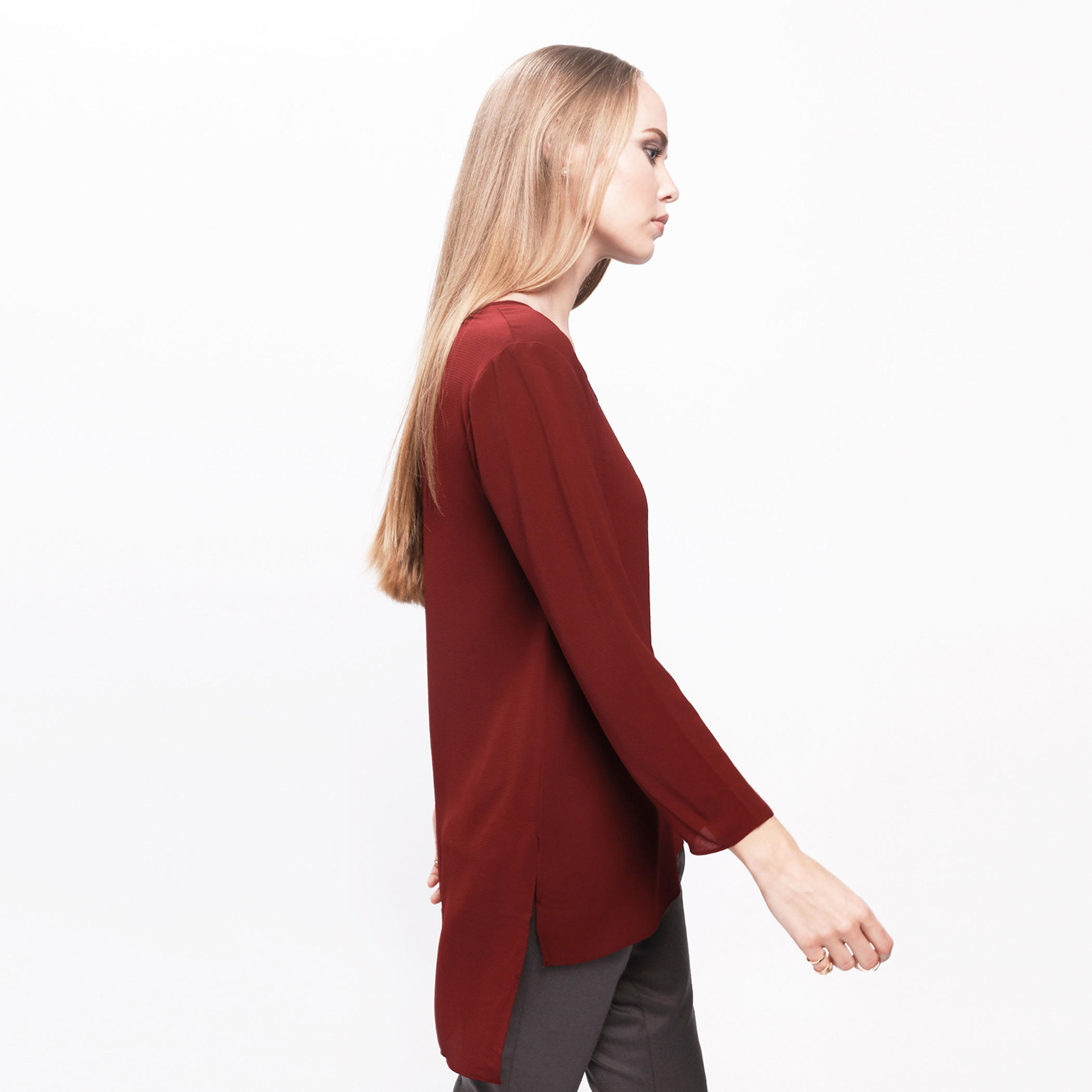 3/4th Sleeves Top with V-Neck and High Low Hem-women-clothing-shirtsandblouses-blouses-image-13