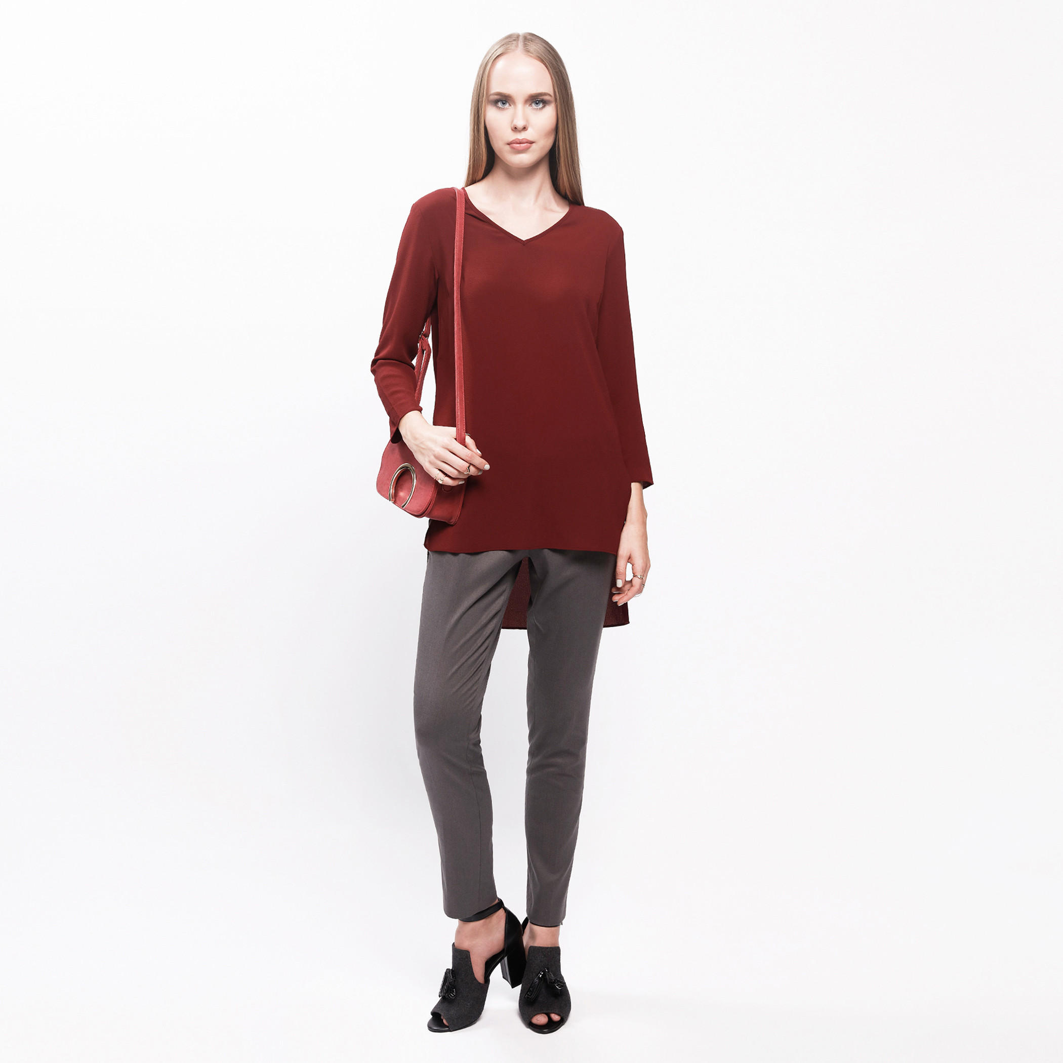 3/4th Sleeves Top with V-Neck and High Low Hem-women-clothing-shirtsandblouses-blouses-image-15