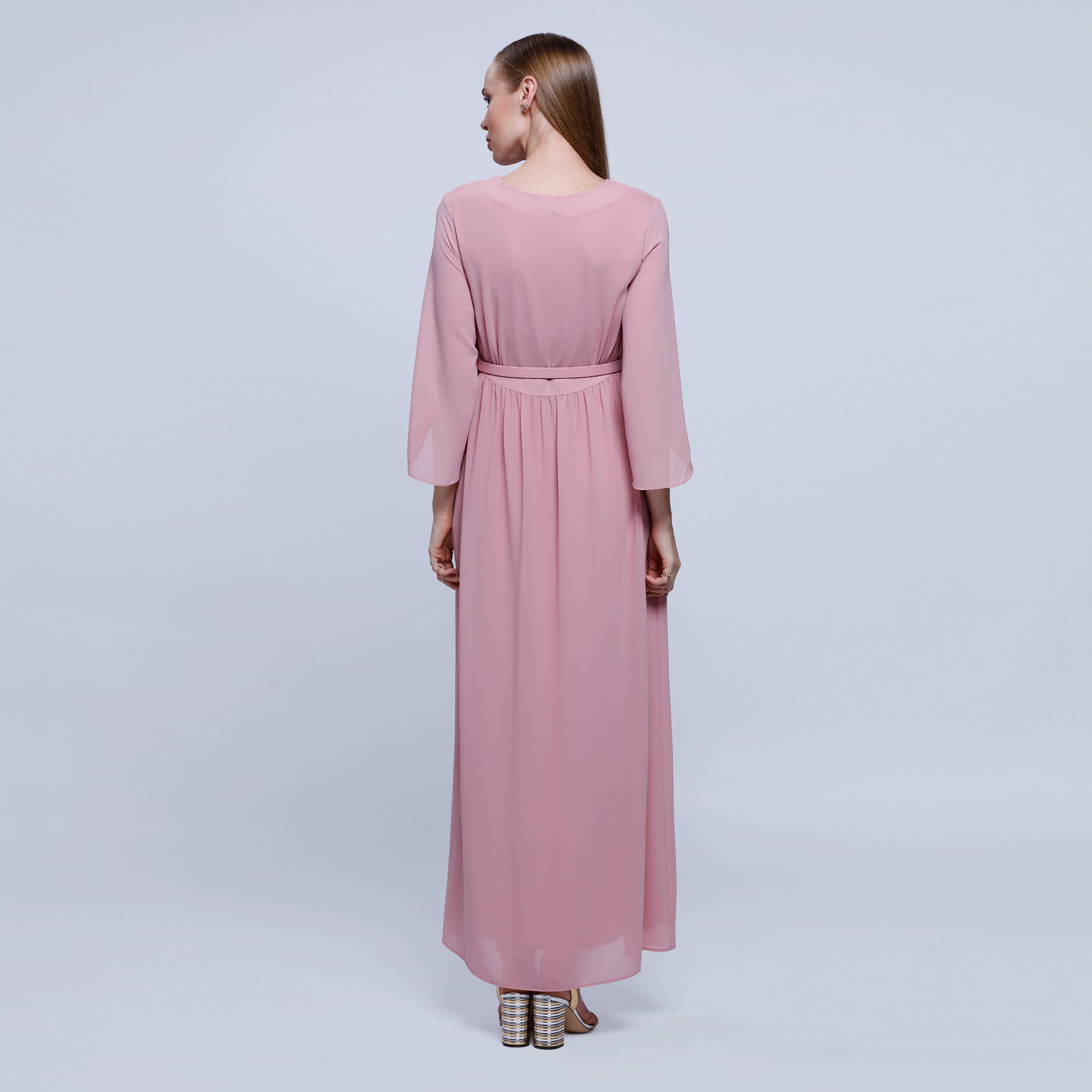 V-Neck Maxi Dress with Tulip Sleeves -women-clothing-dresses-image-2
