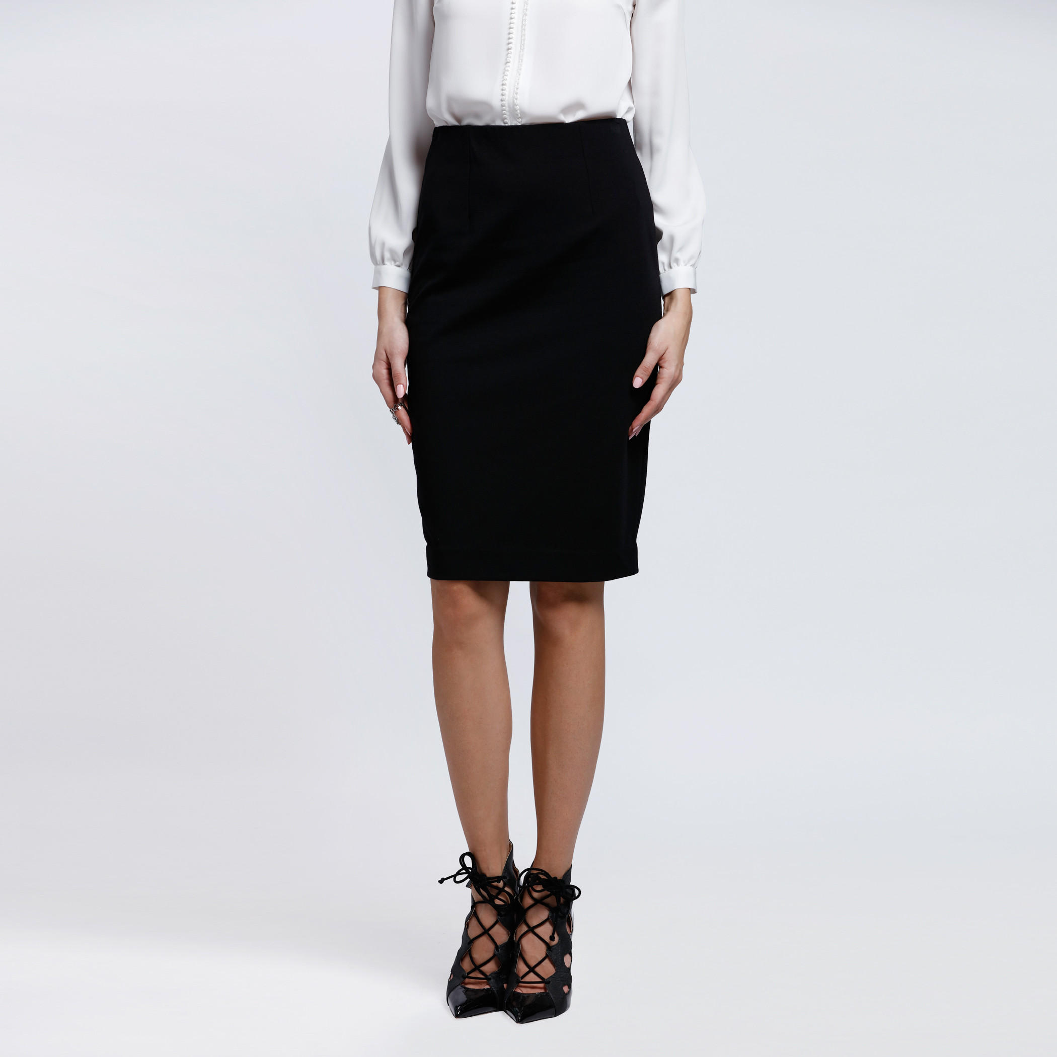 Pencil Skirt with Elasticised Waistband -women-clothing-bottoms-skirts-image-1