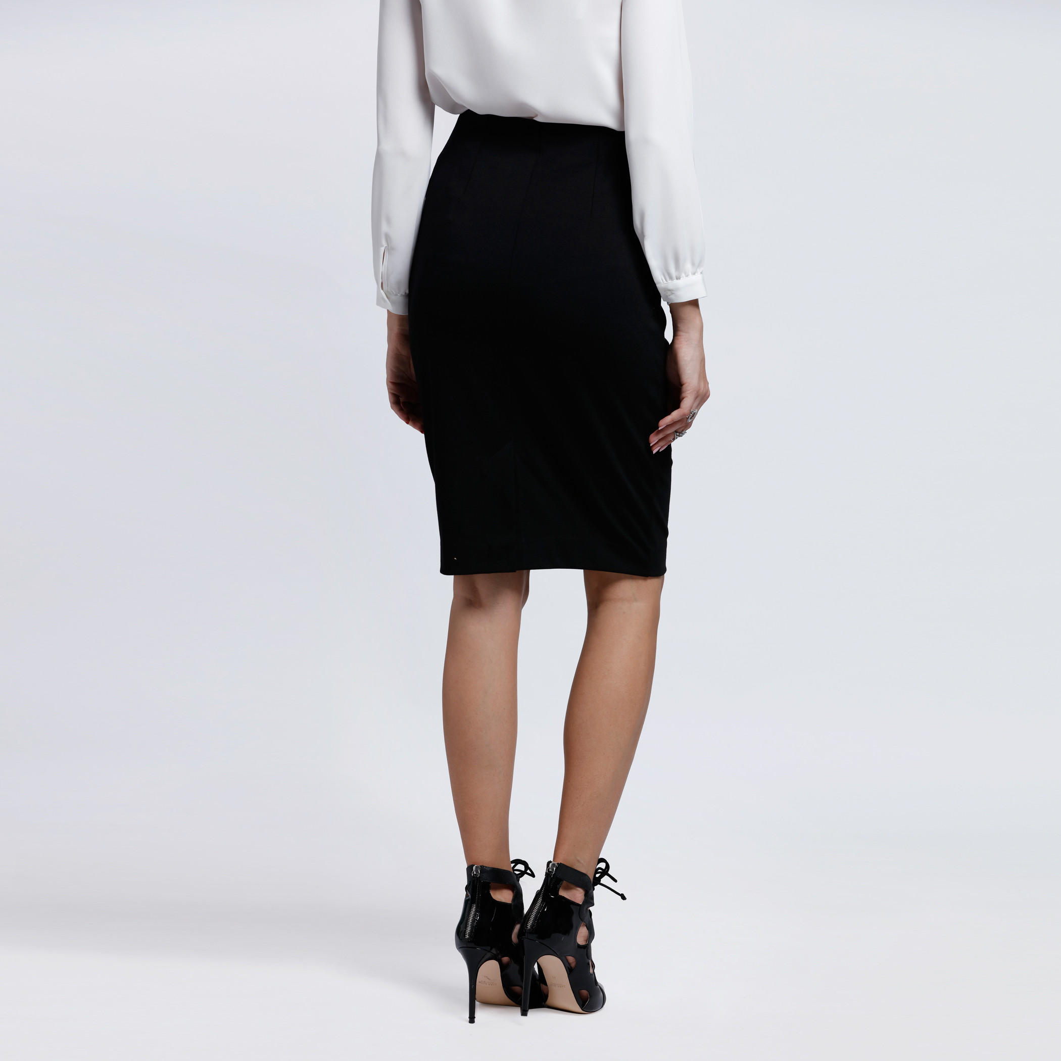 Pencil Skirt with Elasticised Waistband -women-clothing-bottoms-skirts-image-2