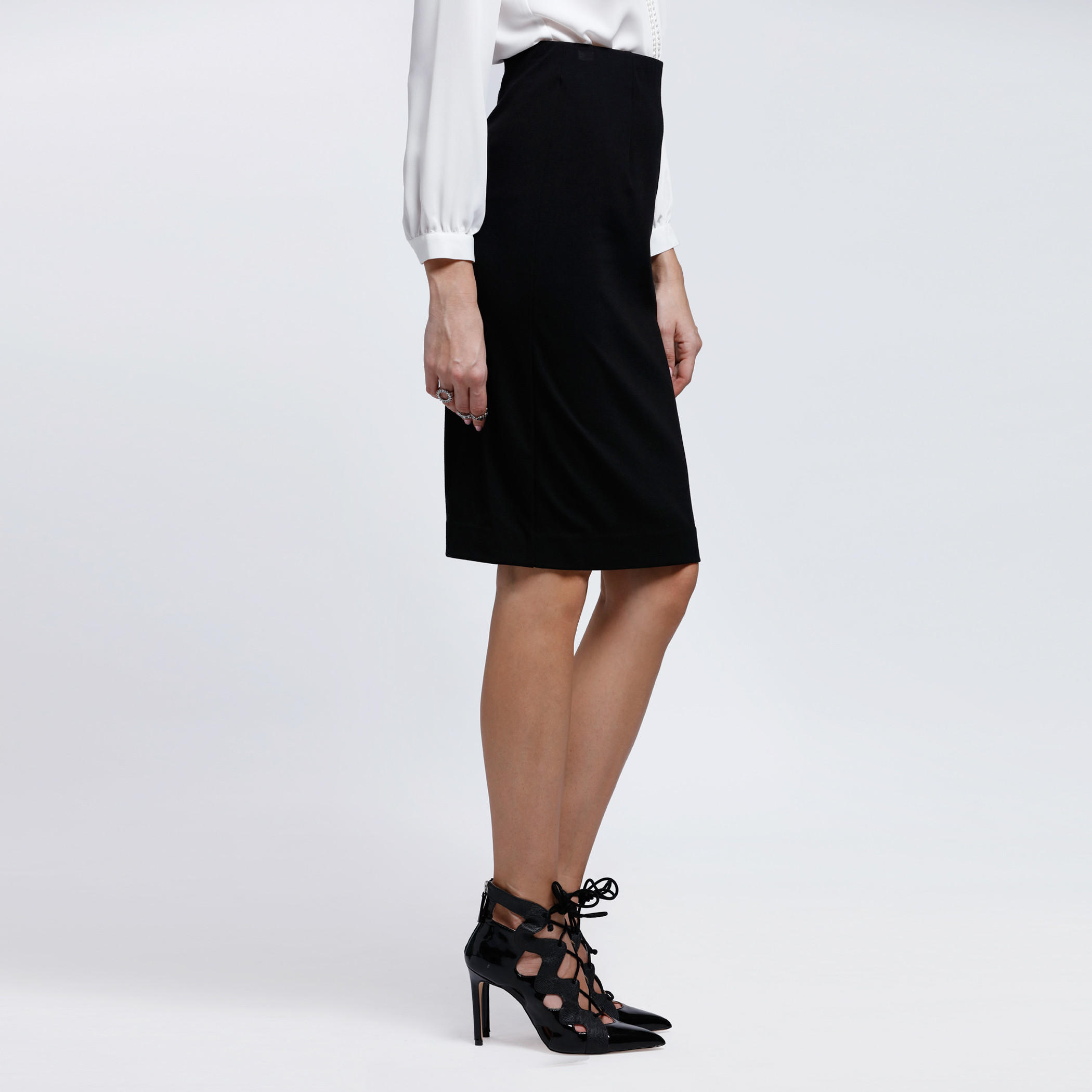 Pencil Skirt with Elasticised Waistband -women-clothing-bottoms-skirts-image-3