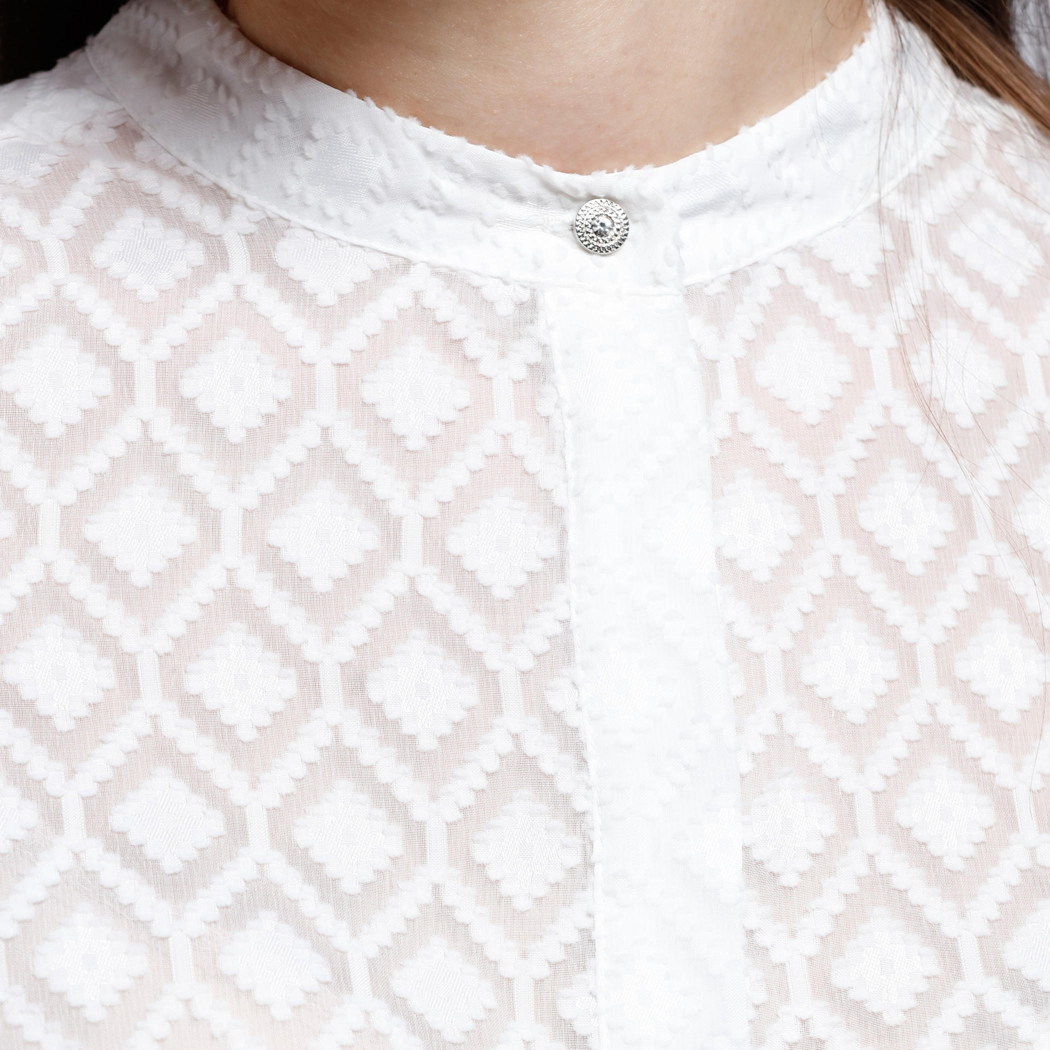 Textured Shirt with Mandarin Collar and Long Sleeves-women-clothing-shirtsandblouses-blouses-image-4