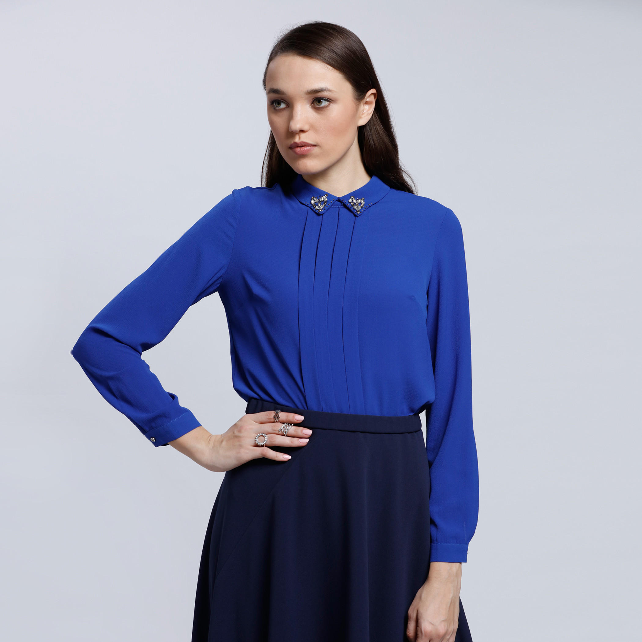 Long Sleeves Top with Complete Front Placket-women-clothing-shirtsandblouses-blouses-image-1
