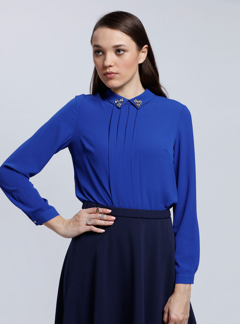Long Sleeves Top with Complete Front Placket-women-clothing-shirtsandblouses-blouses-image-5
