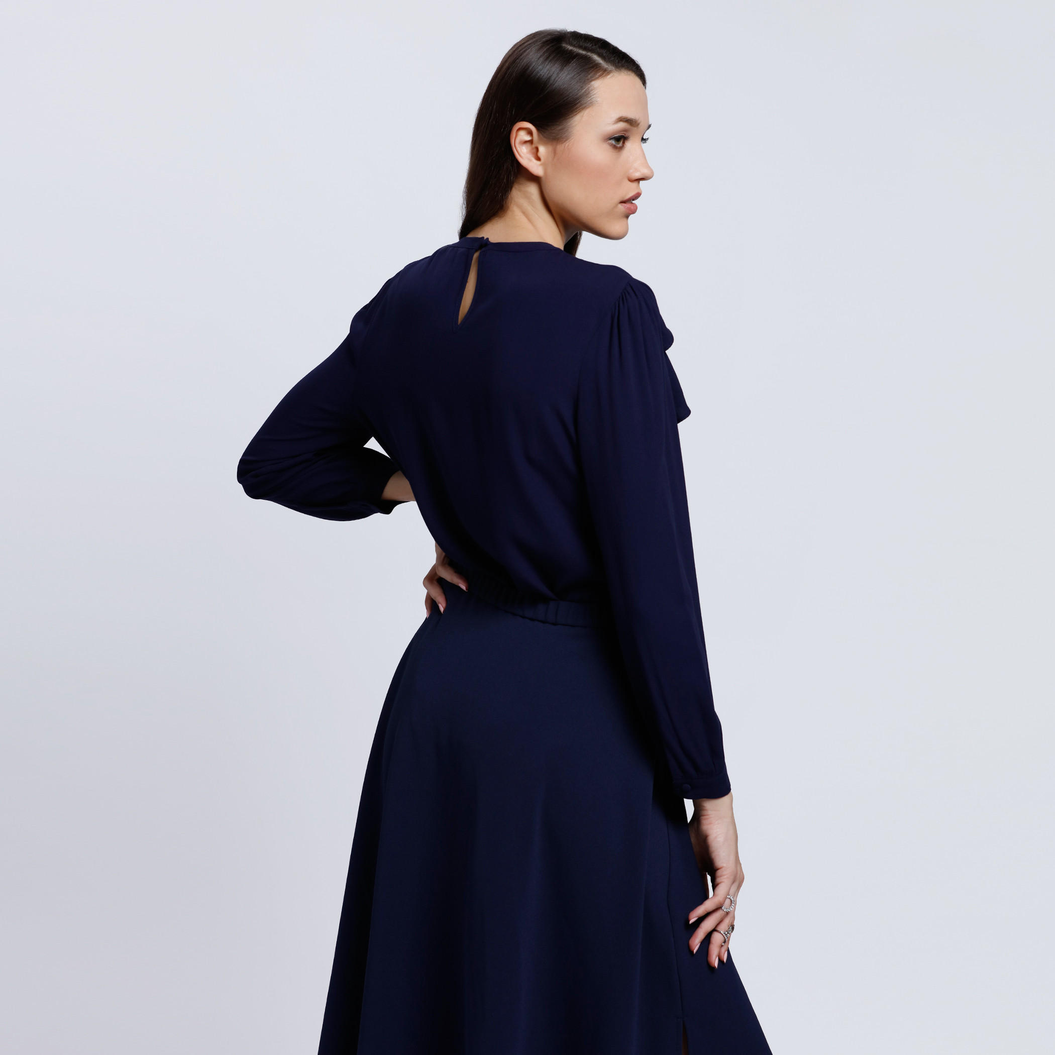 Round Neck Top with Long Sleeves and Ruffle Detail-women-clothing-shirtsandblouses-blouses-image-2