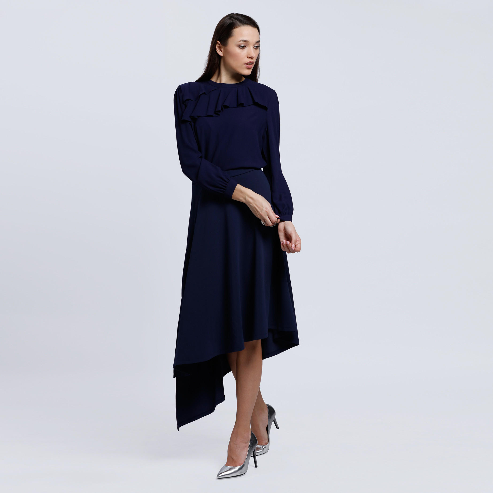 Round Neck Top with Long Sleeves and Ruffle Detail-women-clothing-shirtsandblouses-blouses-image-5