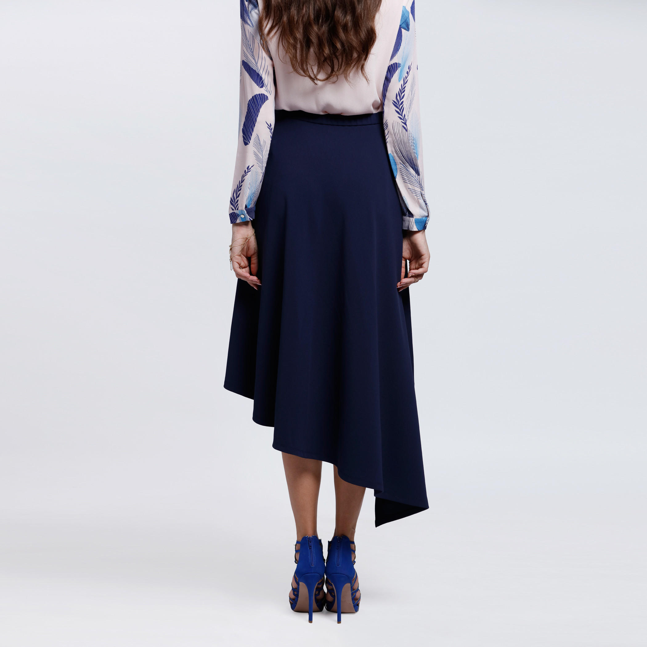 High Low Hem Skirt with Elasticised Waistband-women-clothing-bottoms-skirts-image-2