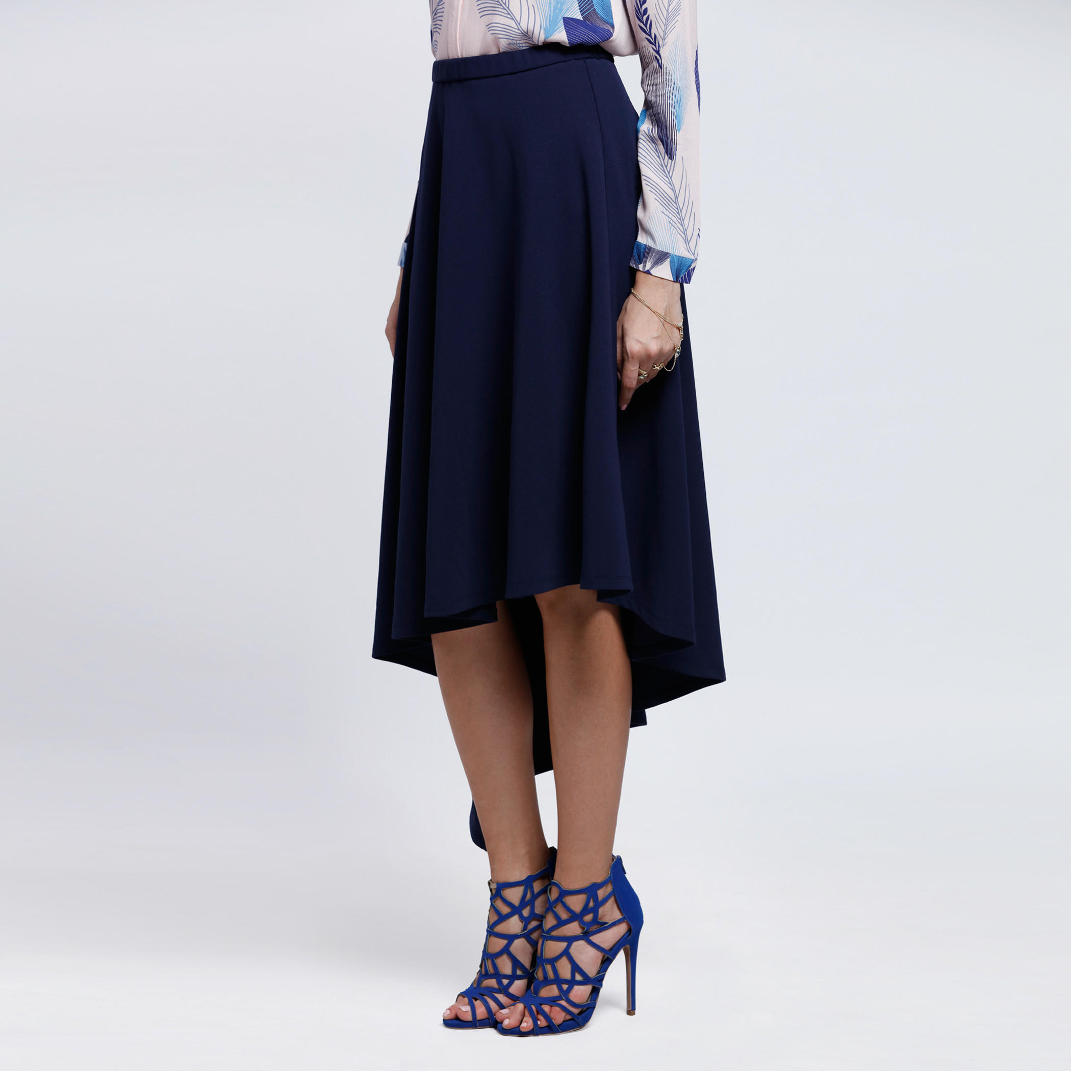 High Low Hem Skirt with Elasticised Waistband-women-clothing-bottoms-skirts-image-3