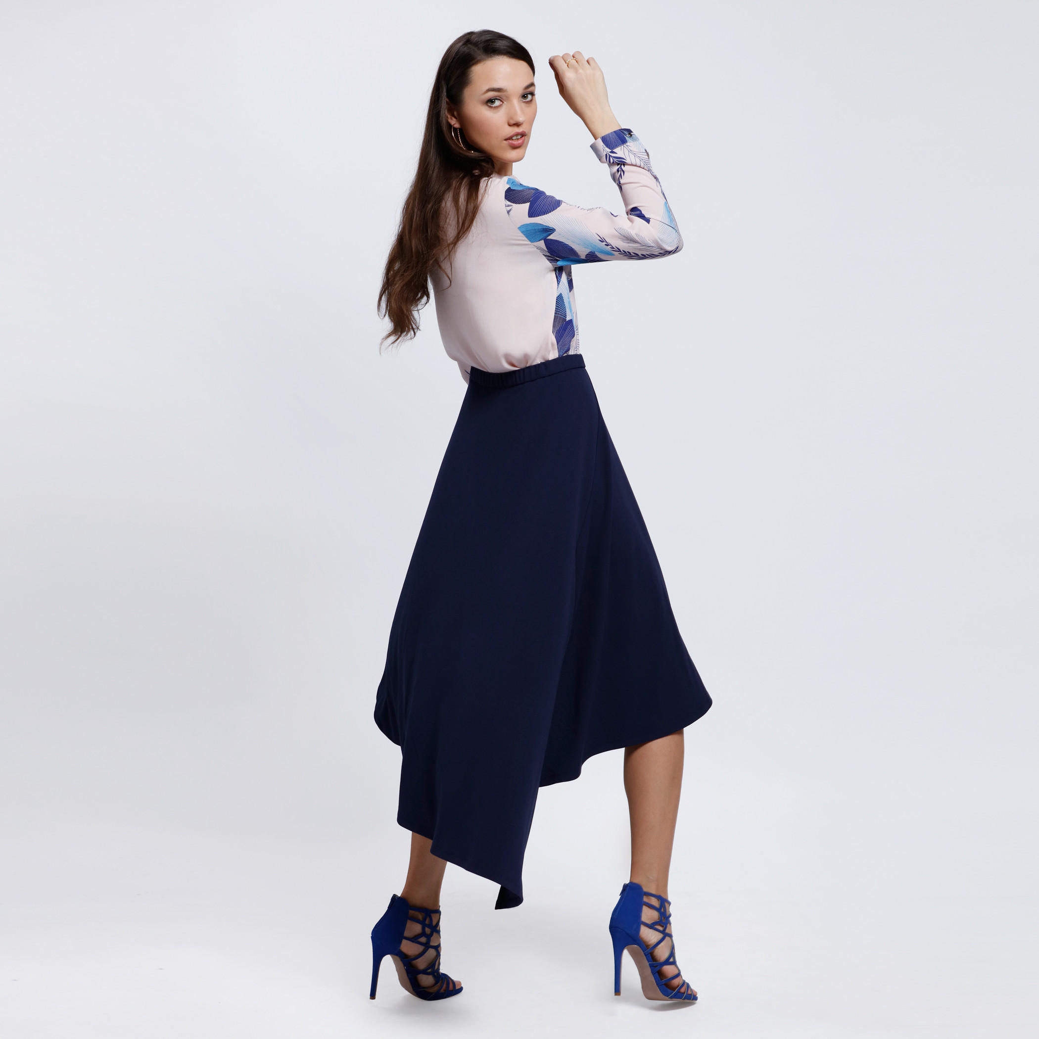 High Low Hem Skirt with Elasticised Waistband-women-clothing-bottoms-skirts-image-5
