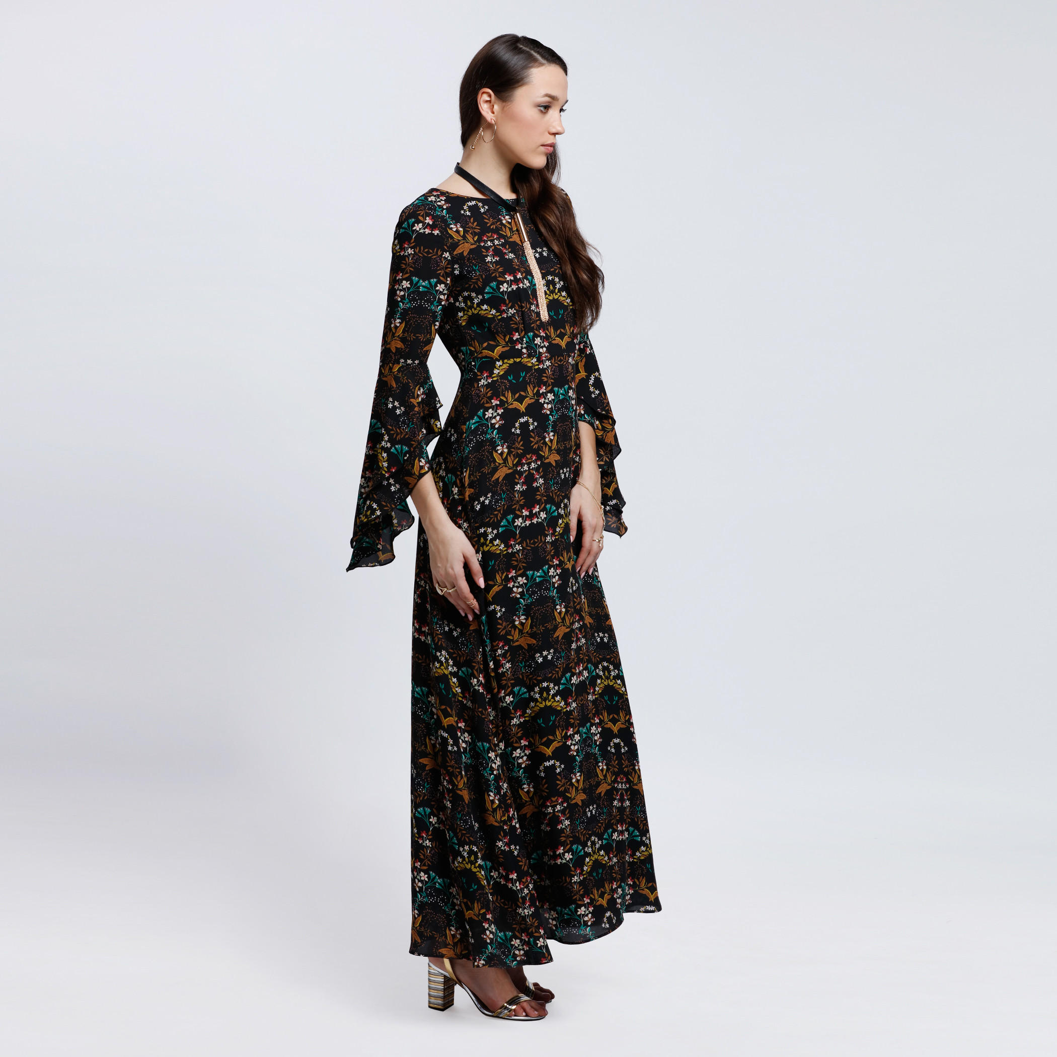 Printed Midi Dress with Flare Sleeves-women-clothing-dresses-image-3