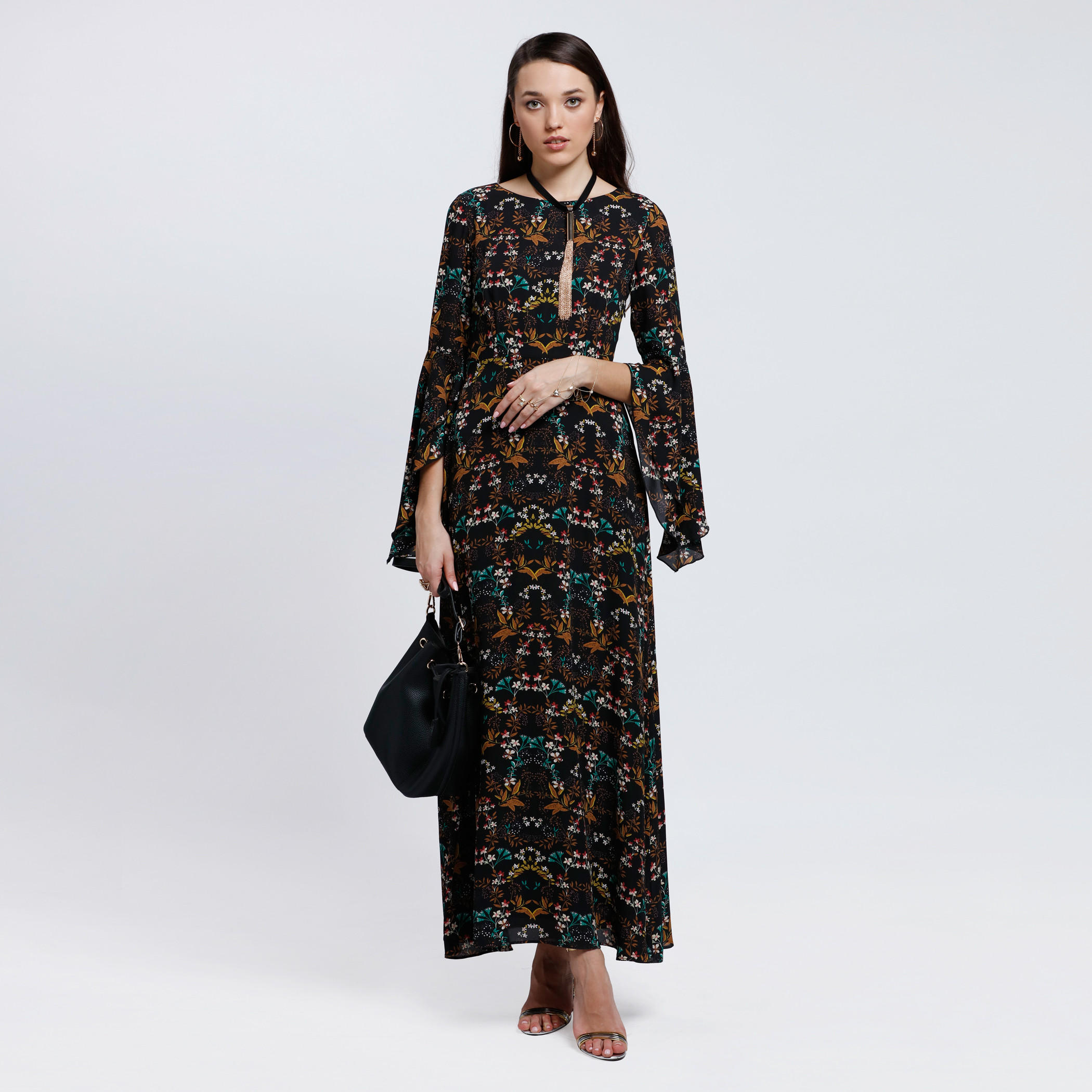 Printed Midi Dress with Flare Sleeves-women-clothing-dresses-image-5