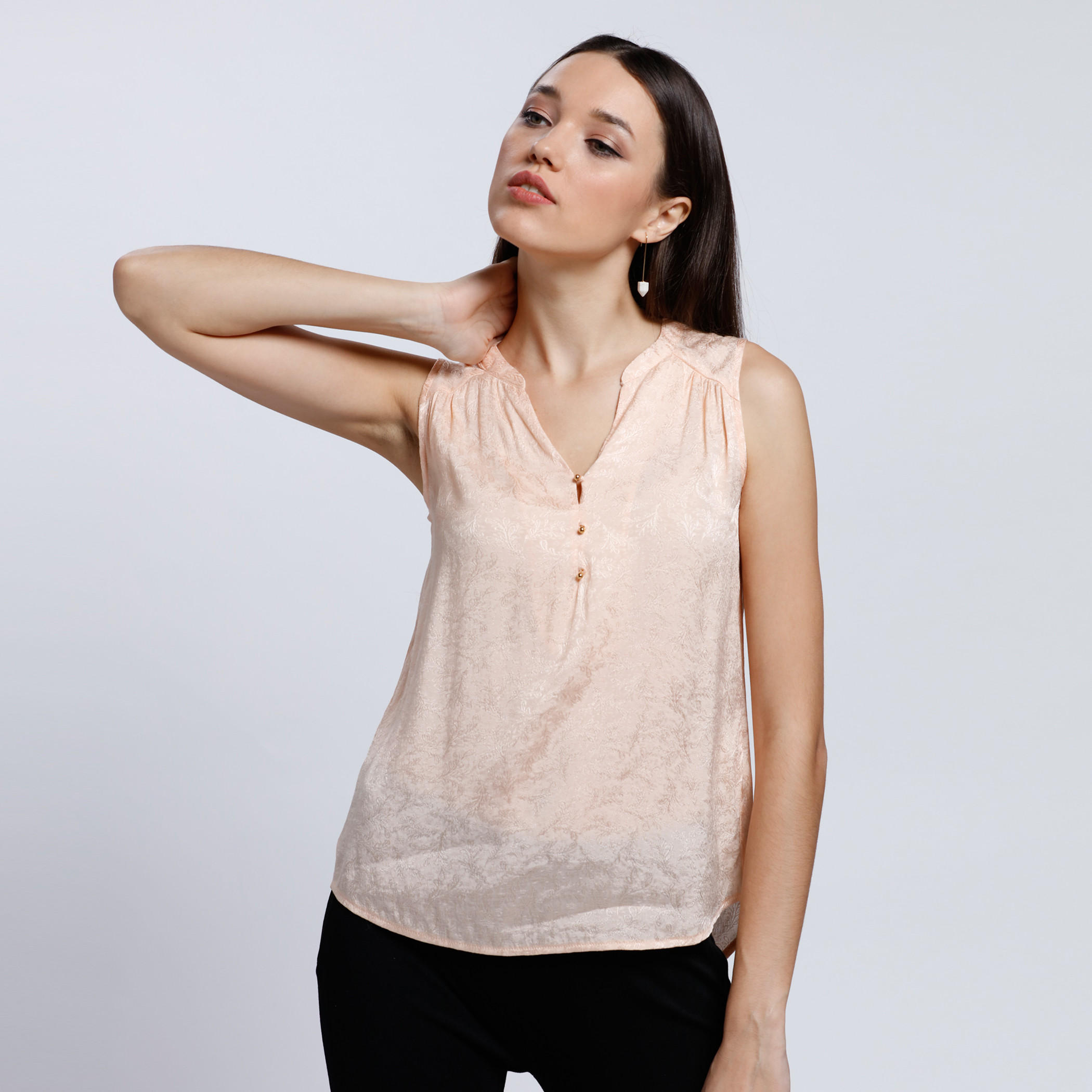 Jacquard Printed Sleeveless Top -women-clothing-shirtsandblouses-blouses-image-6