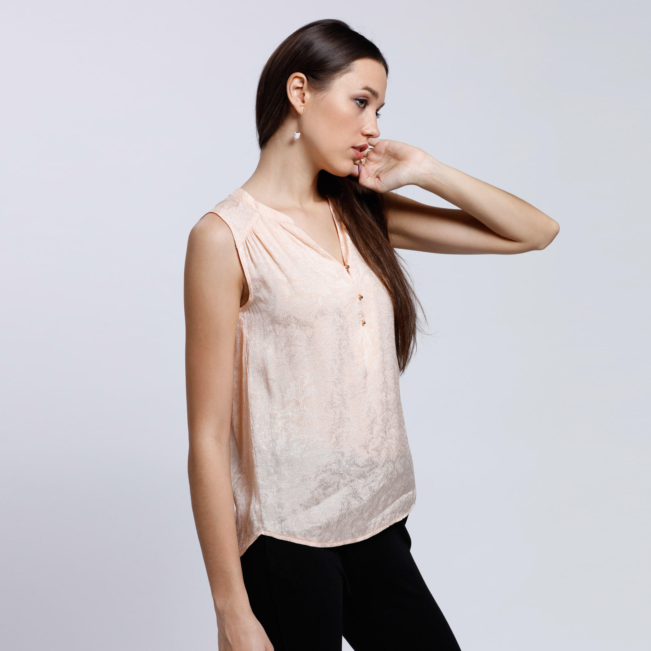 Jacquard Printed Sleeveless Top -women-clothing-shirtsandblouses-blouses-image-8