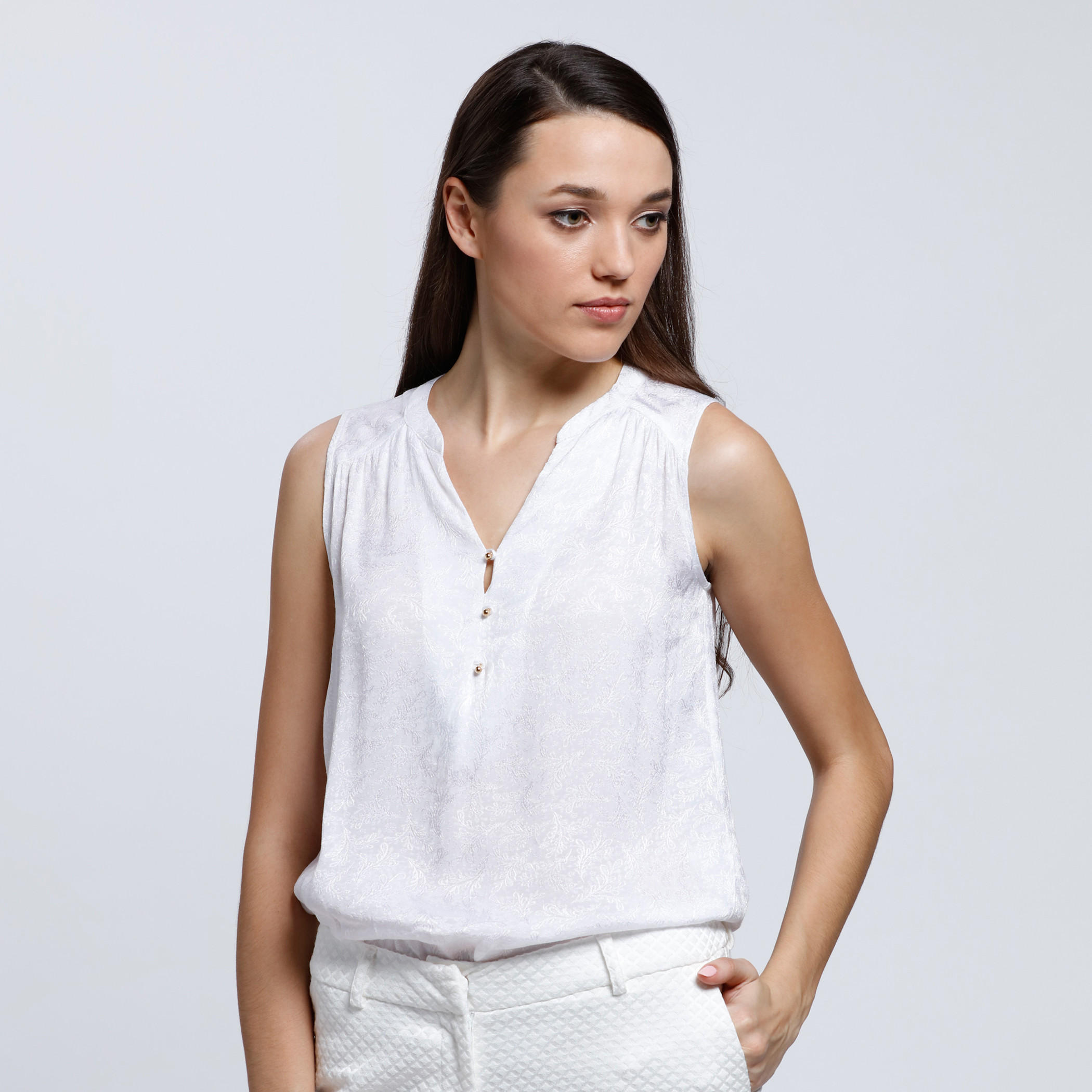 Sleeveless Top with V-Neckline-women-clothing-shirtsandblouses-blouses-image-1