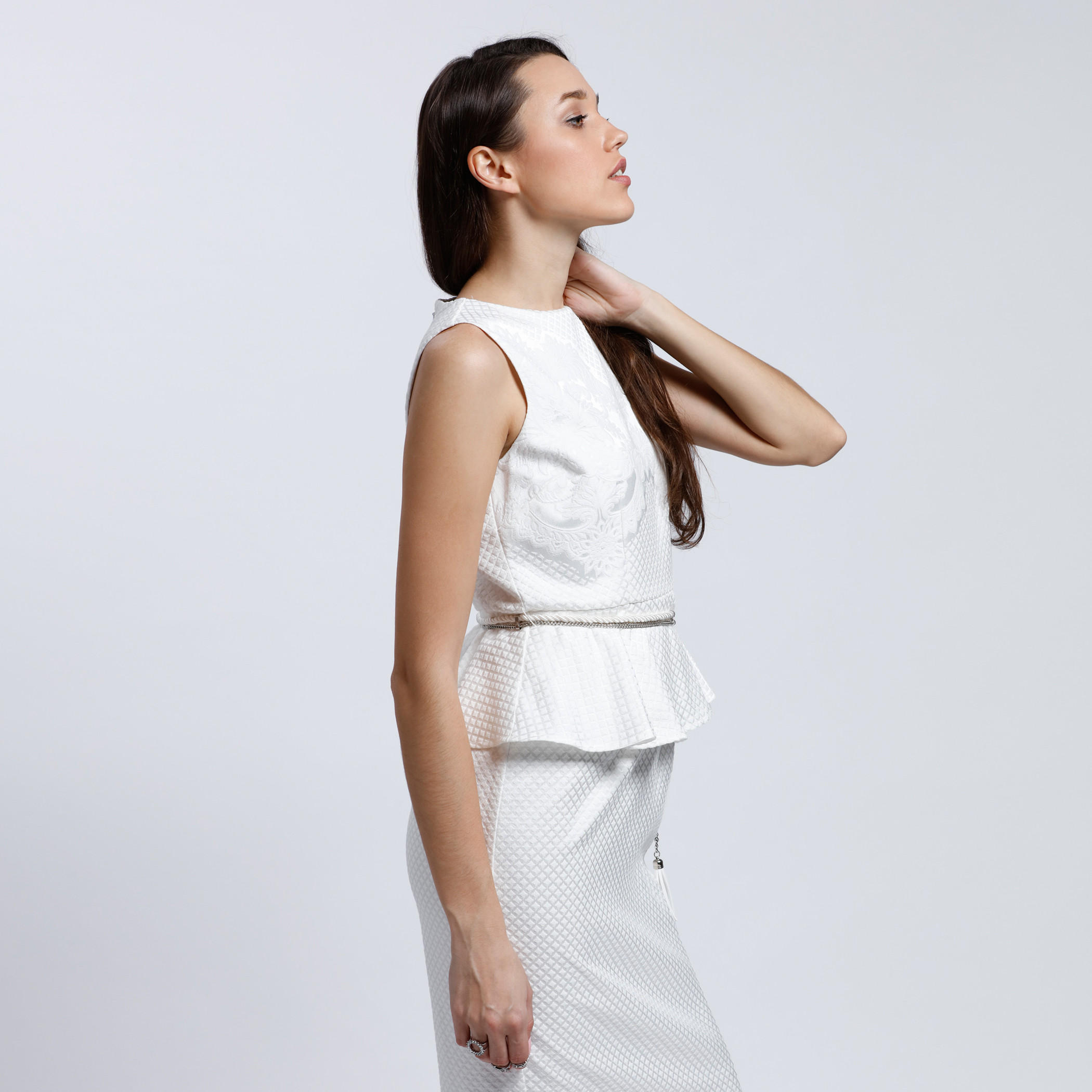 Textured Peplum Dress with Boat Neck and Tie Up-women-clothing-dresses-image-3
