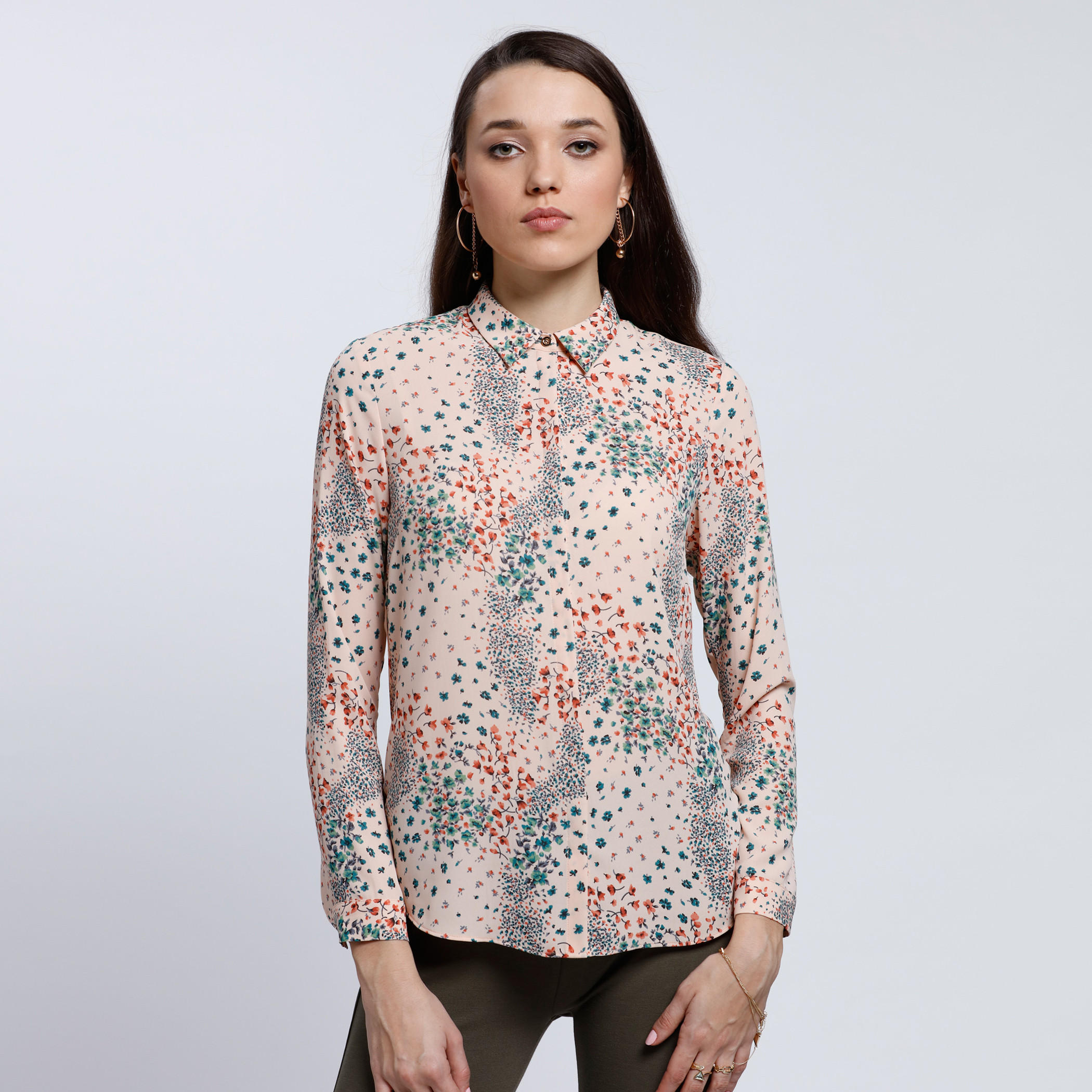 Printed Shirt with Spread Collar and Long Sleeves-women-clothing-shirtsandblouses-blouses-image-1